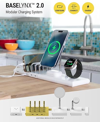 Miniatura 7 de Scosche BL2MD BaseLynx 2.0 Vert, estación de carga vertical USB-C de 60 W para múltiples dispositivos, organizador de cargador con 3 puertos de