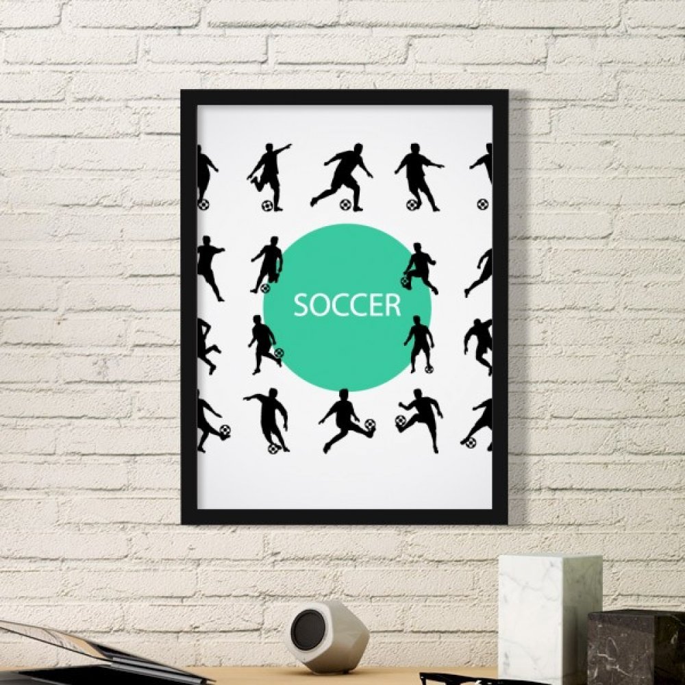 Estampes de football noir et petit cadre photo simple pour habiller un mur blanc vide