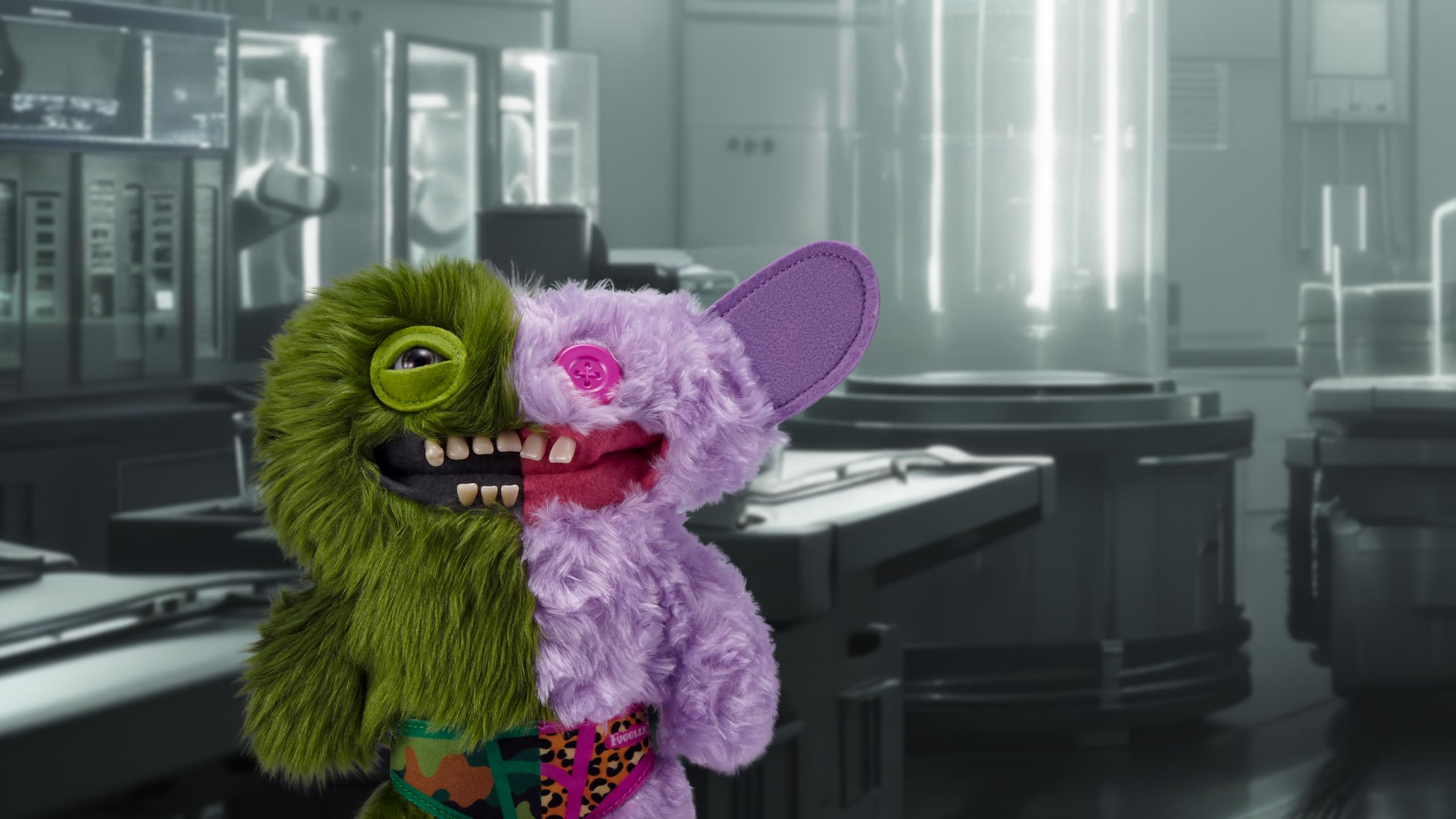 Fuggler 15726L Misfit Monsters 9" seria 1-Plush (Count Underoo Mcgoo Grin-Green & Lilac Long & Curly Pile)