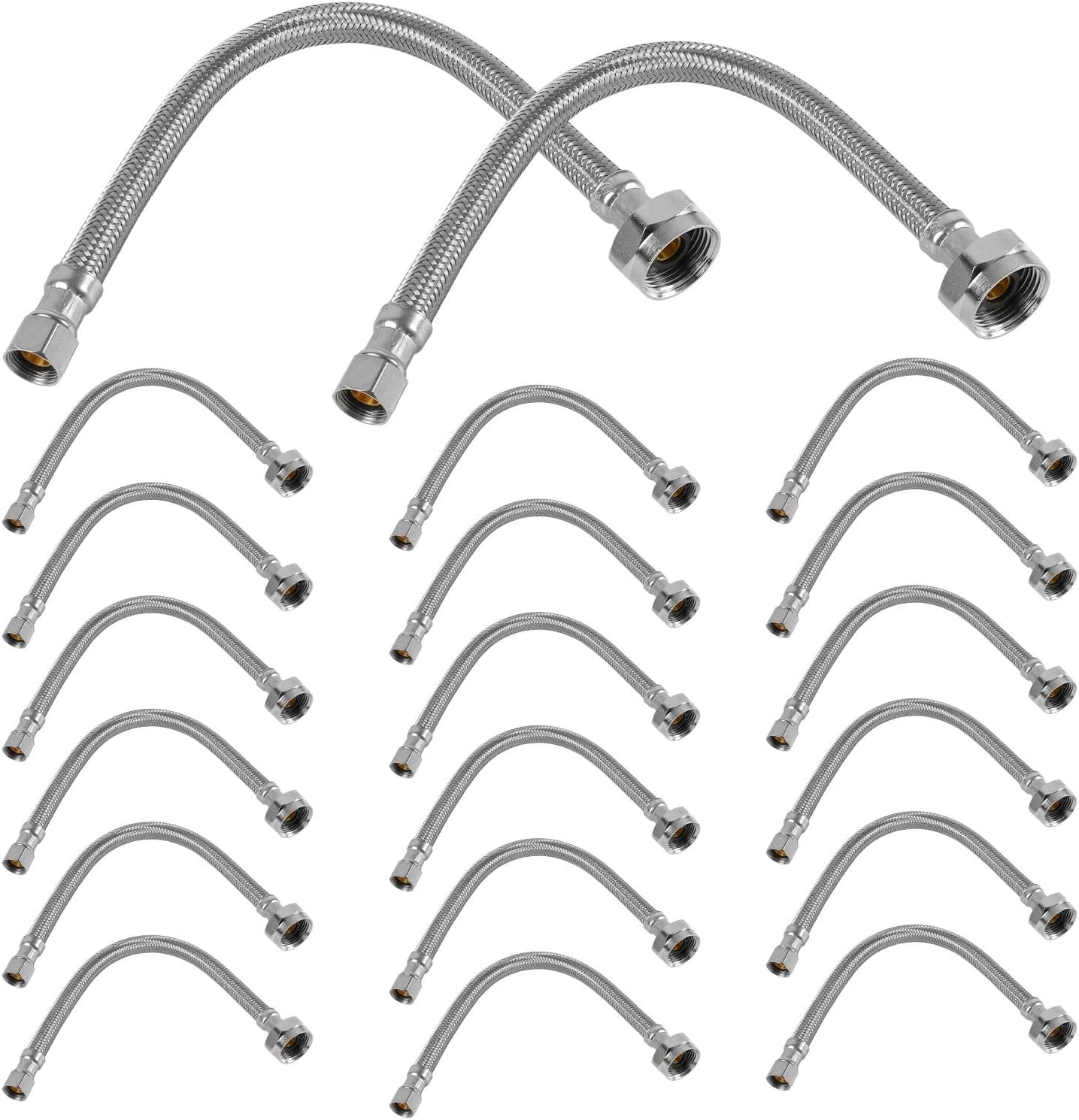 (30 Pack) Efield 16 Inch Toilet Braided Hose, 3/8"Compression X 7/8"Ballcock, Braided, Metal Nut Toilet Connectors(16 Inch), (HOSE107-30PCS)
