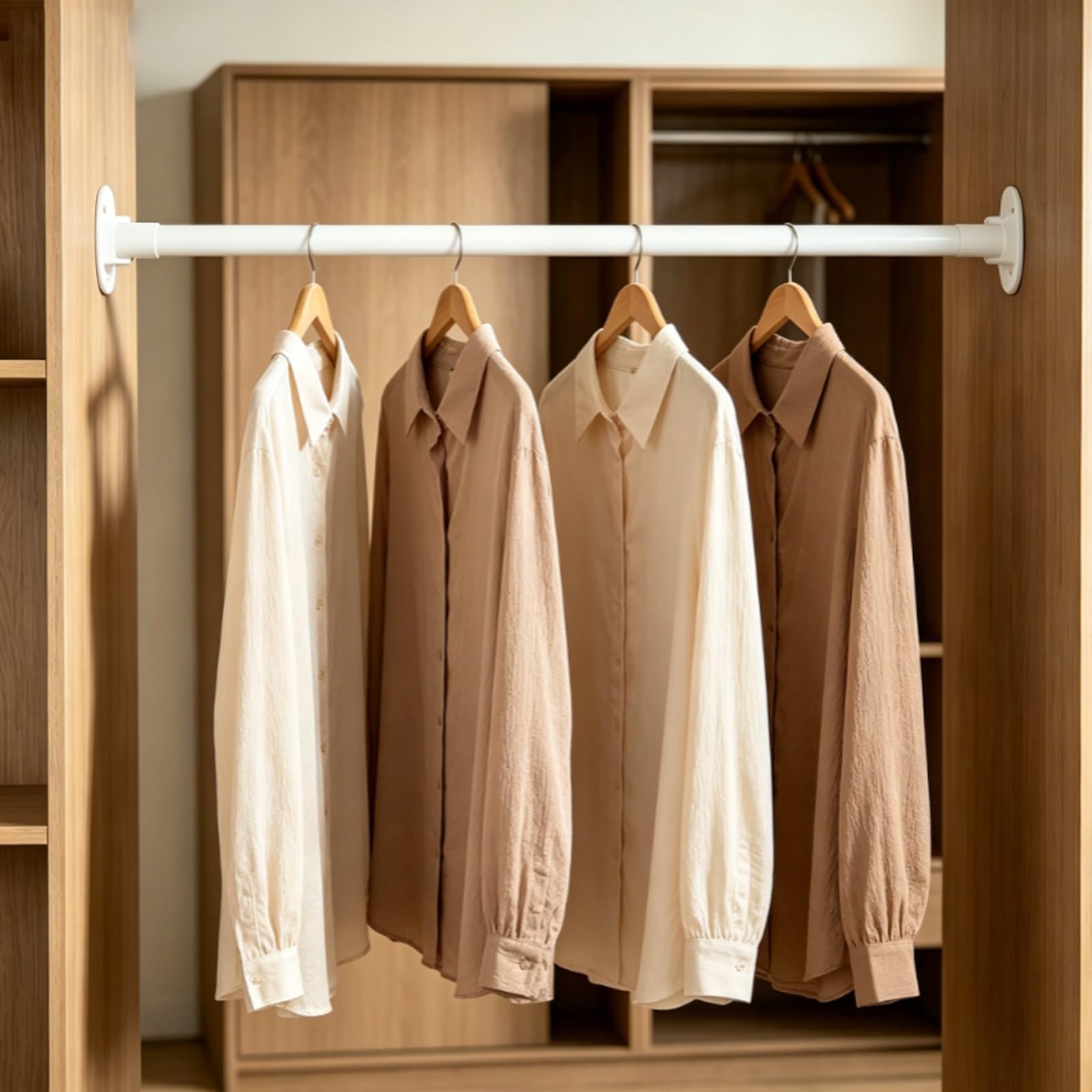 wardrobe rails and fittings Home Wardrobe Clothes Rail Pole, Wall Mounted Stainless Steel Pole Closet Rod with Telescopic Pole, Garment Rack Bar - Space Saver(4 pieces,75-115cm(2.5-3.8ft))