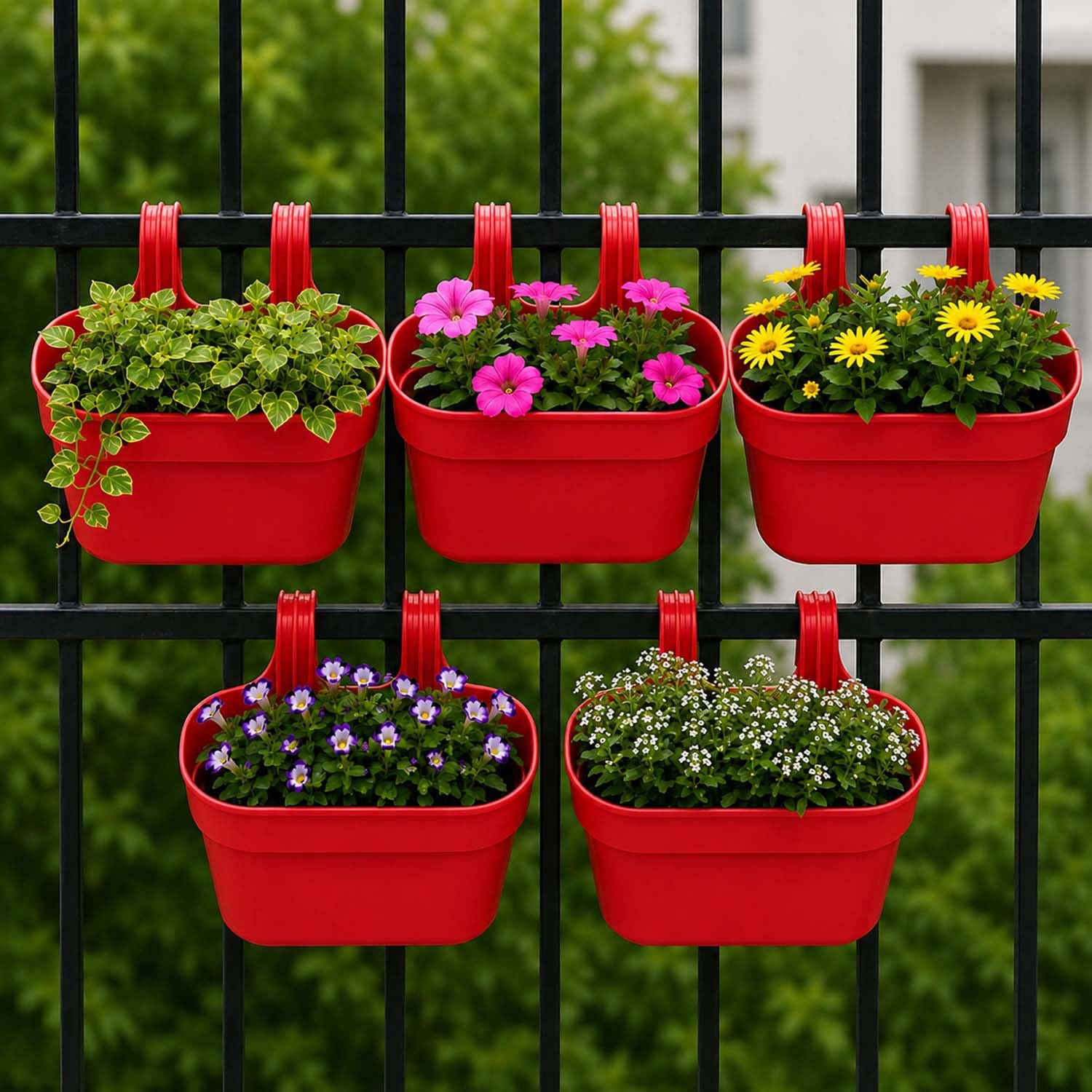 Go Hooked Railing Planters - 3 Hanging Flower Pots -22 Go Hooked Railing Planters - 3 Hanging Flower Pots -22