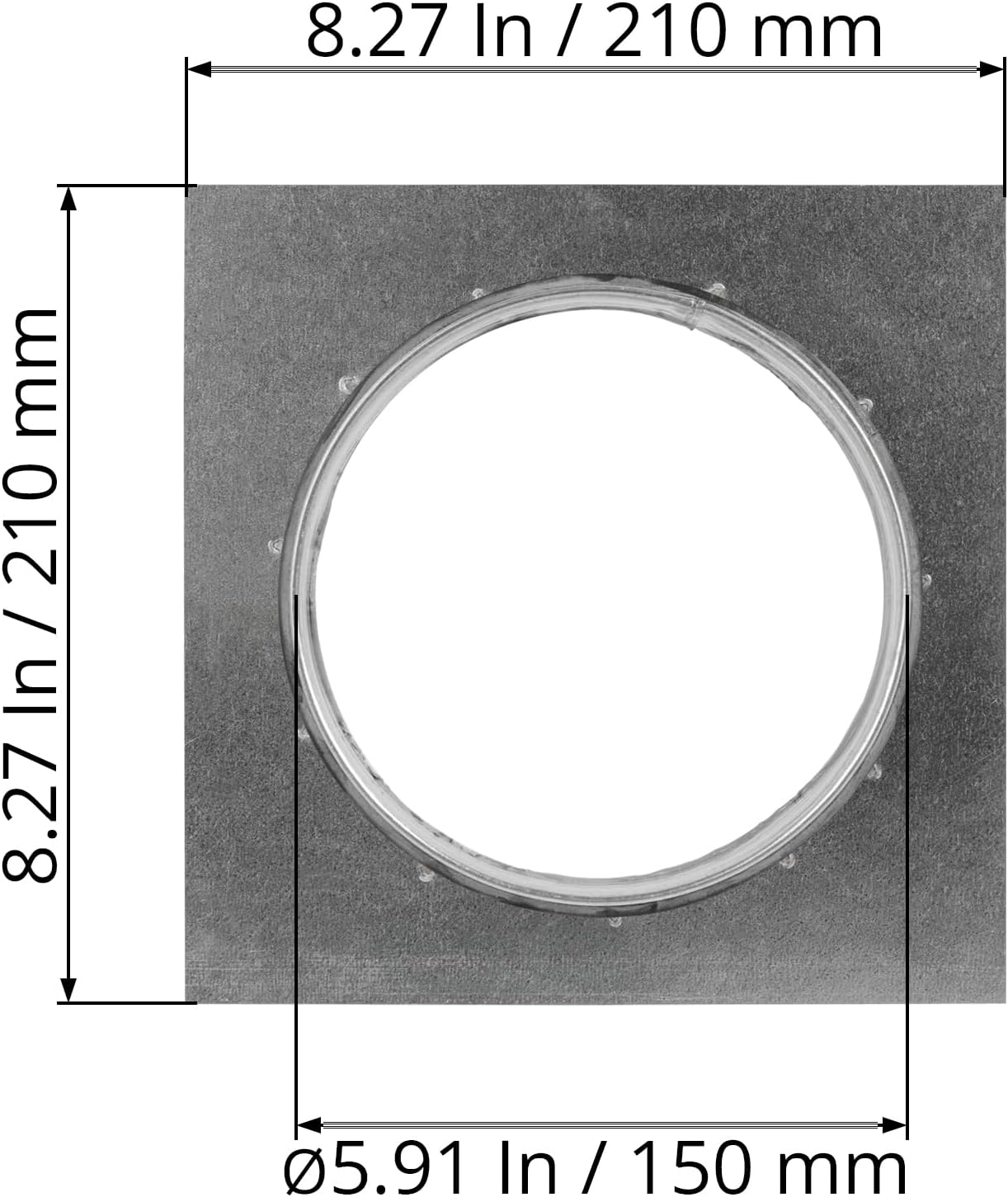 6" Inch Duct Connector Flange - Galvanized Steel with Rubber Gasket - HVAC Connector, Round Straight or Flex Pipe Flange for Efficient Airflow in Residential and Commercial Systems
