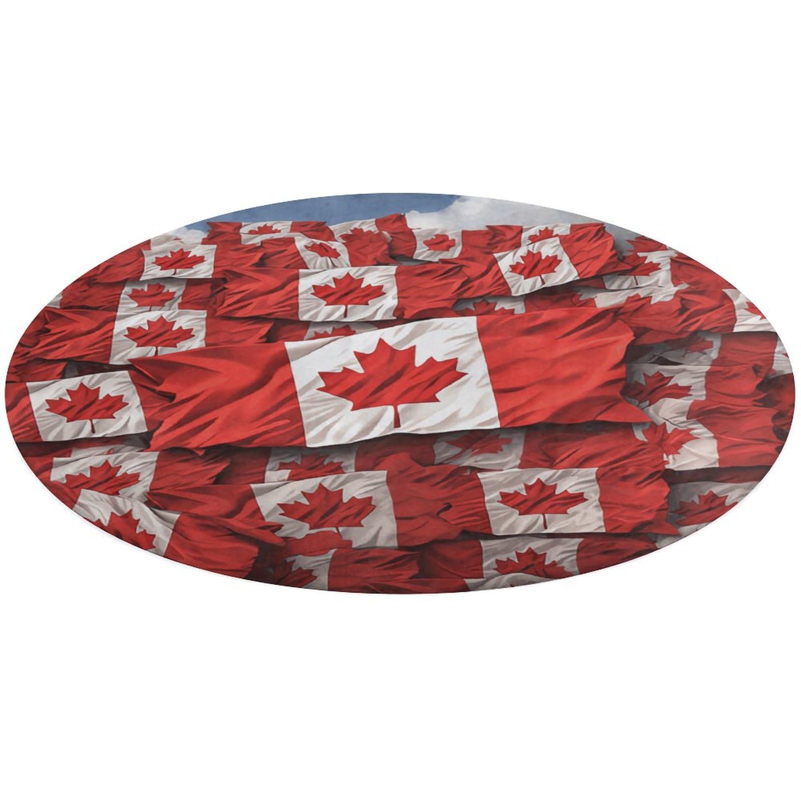Tapis rond drapeau canadien pour réchauffer le sol du bureau