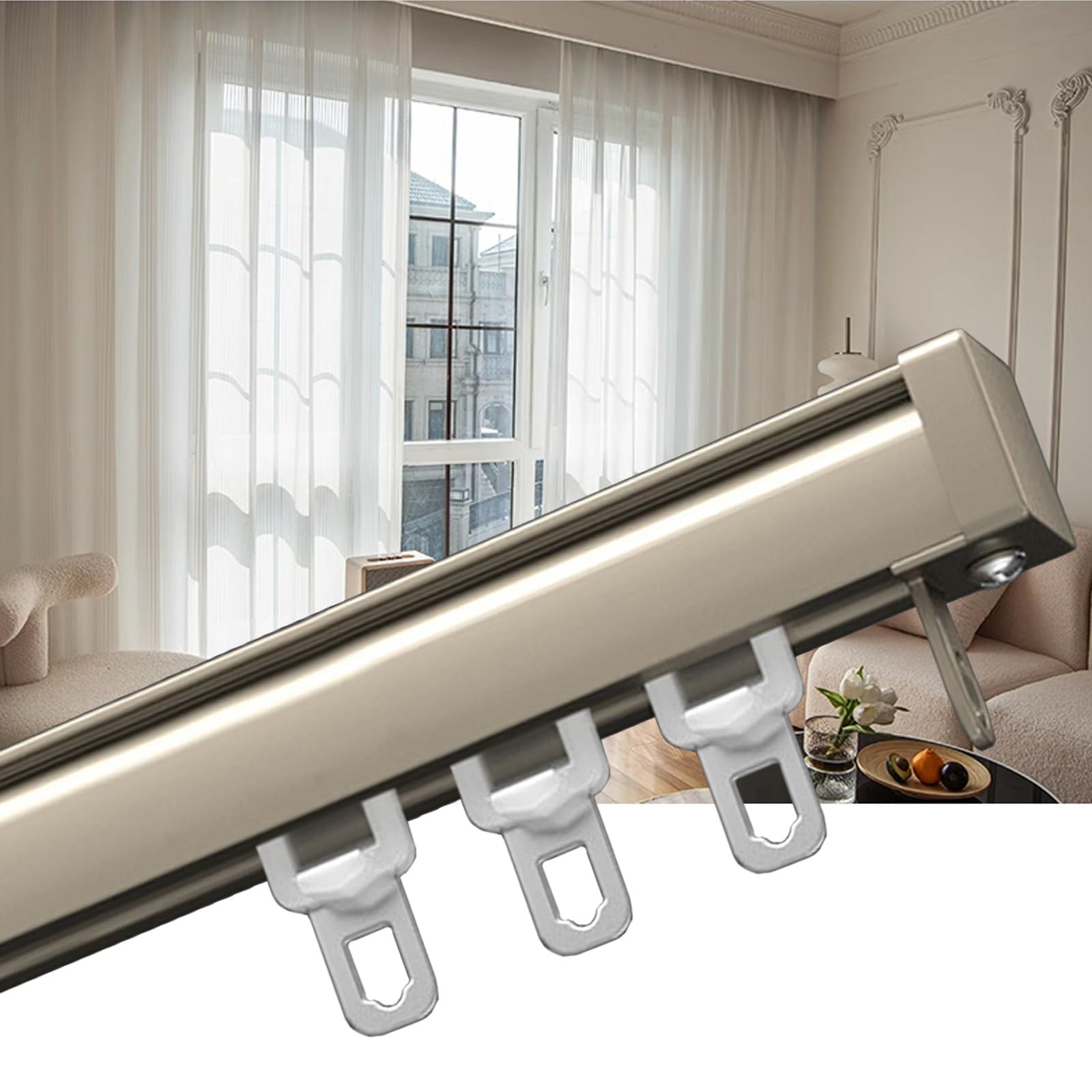 Szyna do zasłon do montażu sufitowego, 120-560 cm, aluminiowy karnisz do dzielenia pokoju, dźwiękoszczelna szyna do paneli, system kurtyn ślizgowych, idealna do użytku domowego i biurowego