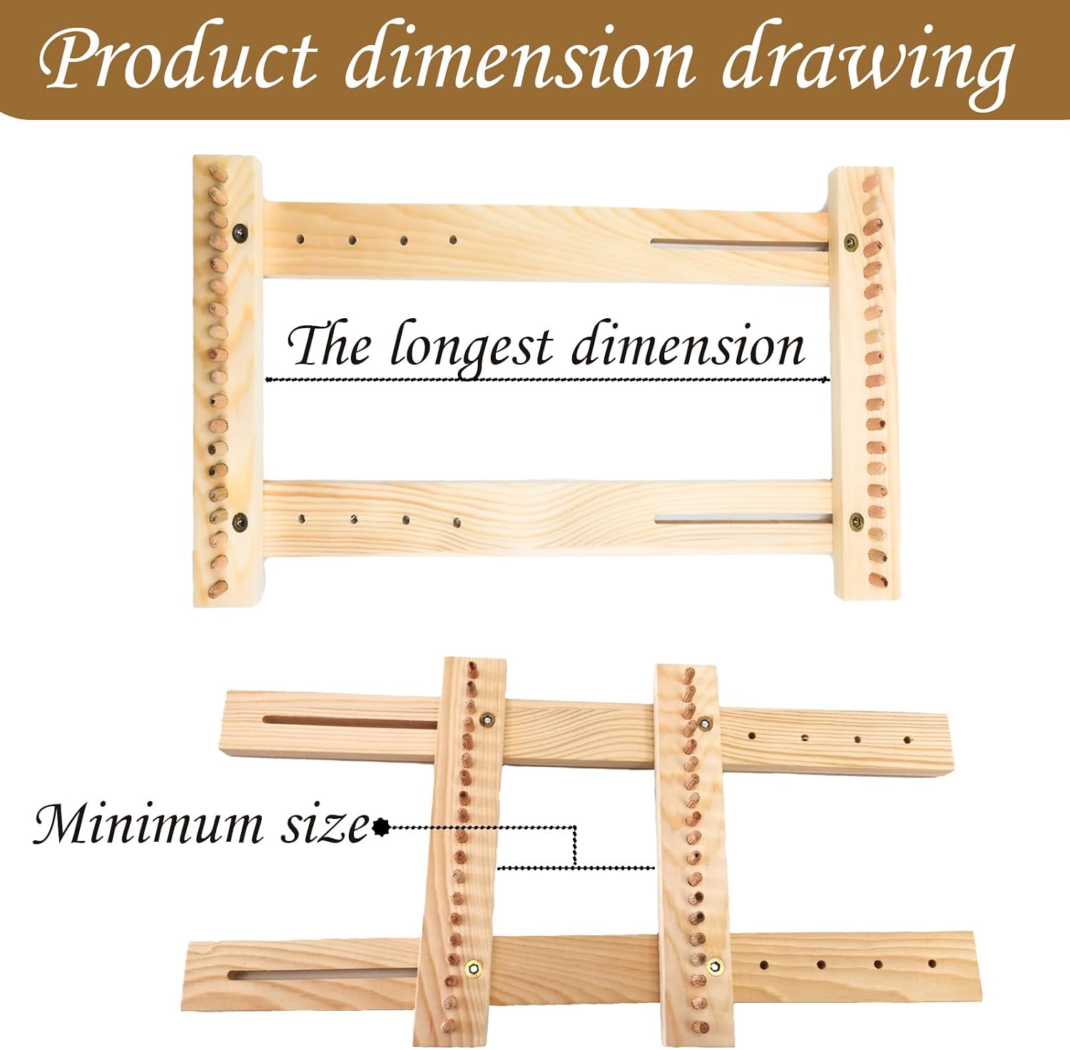 Luxiys Adjustable Tapestry Weaving Loom, Weaving Loom Kit, Wooden Weaving Kit, Small Expandable 3.5in to 11.8in, Great Knitting Looms for Beginners