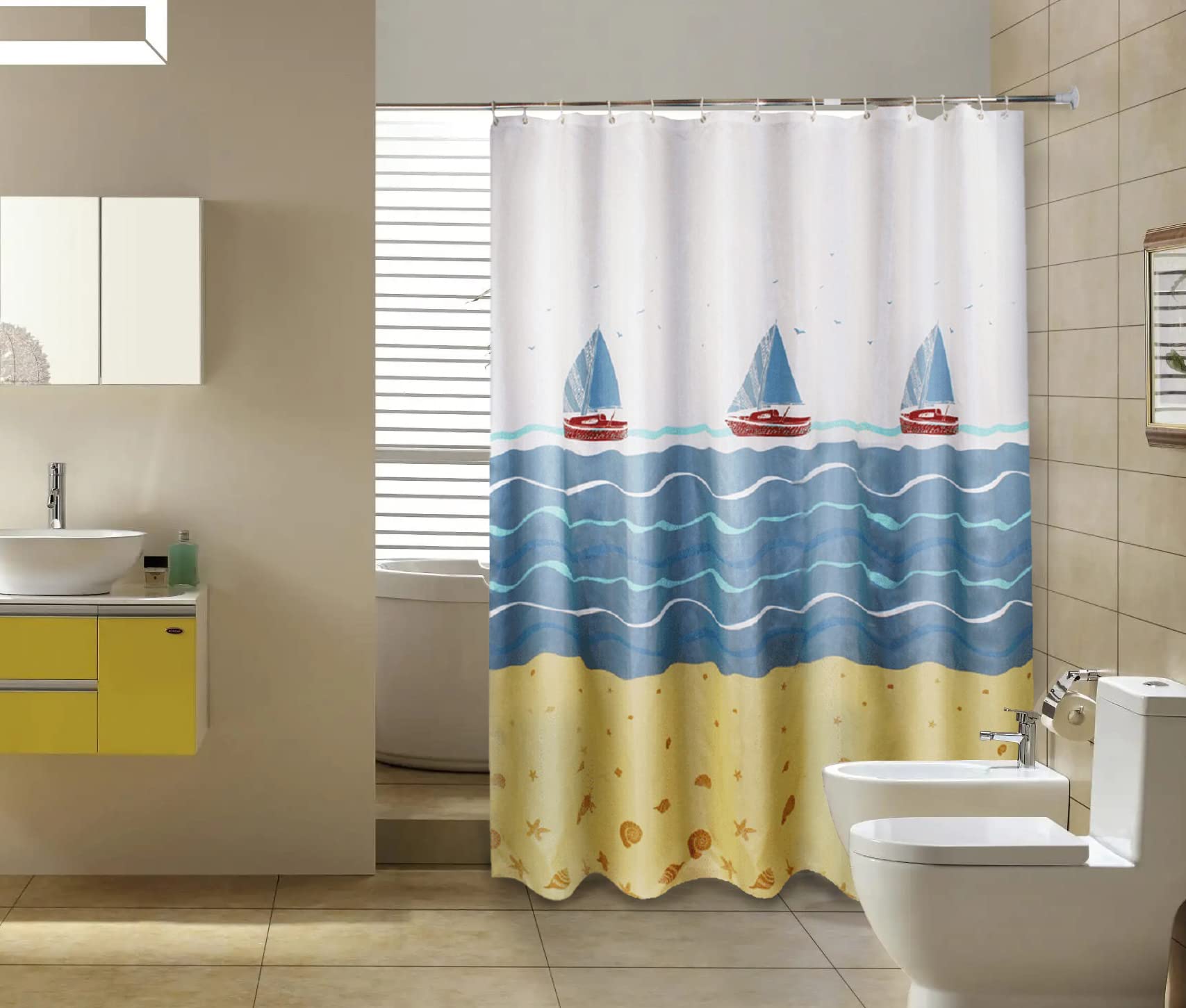 GONOVE Shower Curtain for Bathroom 200 x 200 cm Anti-Mould Mildew Resistant Waterproof Polyester Fabric Butterfly Shower Curtain Liner Bath Curtain with Hooks, Washable and Weighted Hem — view 15