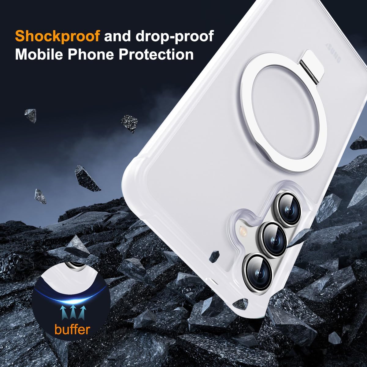 SKYLMW Compatible with Samsung Galaxy S24 Plus Case & Samsung Galaxy S25 Plus Case with Magnetic Ring Stand Translucent Phone Cases for S24+ & S25+ 6.7" [Compatible with Mag-Safe],Translucent