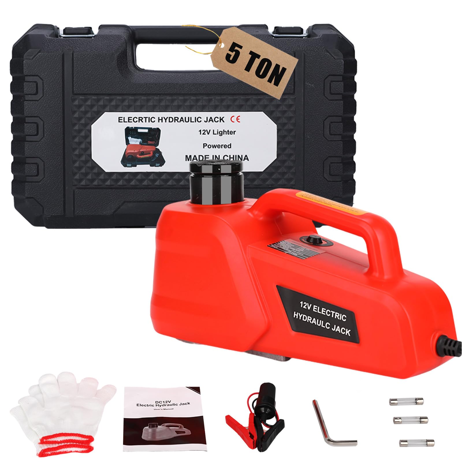 EFFIROSO Electric Car Jack 5 Ton/11000lbs 12V Floor Jack for Car Repair