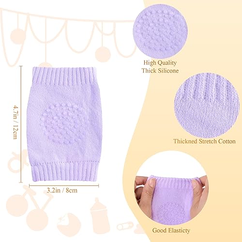 Miniatura 3 de Haysandy 4 pares de rodilleras de bebé para gatear antideslizante bebé gatear almohadilla elástica rodilla manga pierna niño calentador