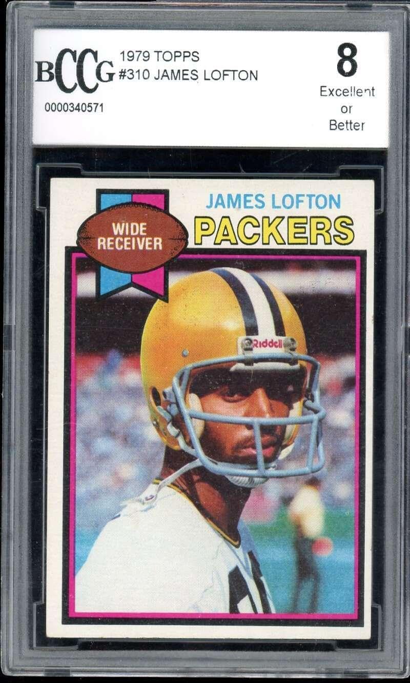 James Lofton Rookie Card 1979 Topps #310 BGS BCCG 8 - Unsigned Football Cards
