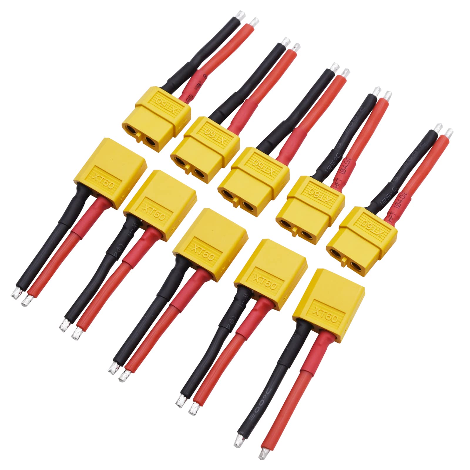 Blomiky XT60H 5 Pairs Female and Male 14AWG Silicon Wire Extention XT60 Plug Connector for RC Cars Drone Lithium Battery XT60 Plug 5