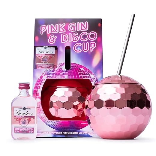 Pink Gin Gift Set with Disco Ball Cup
