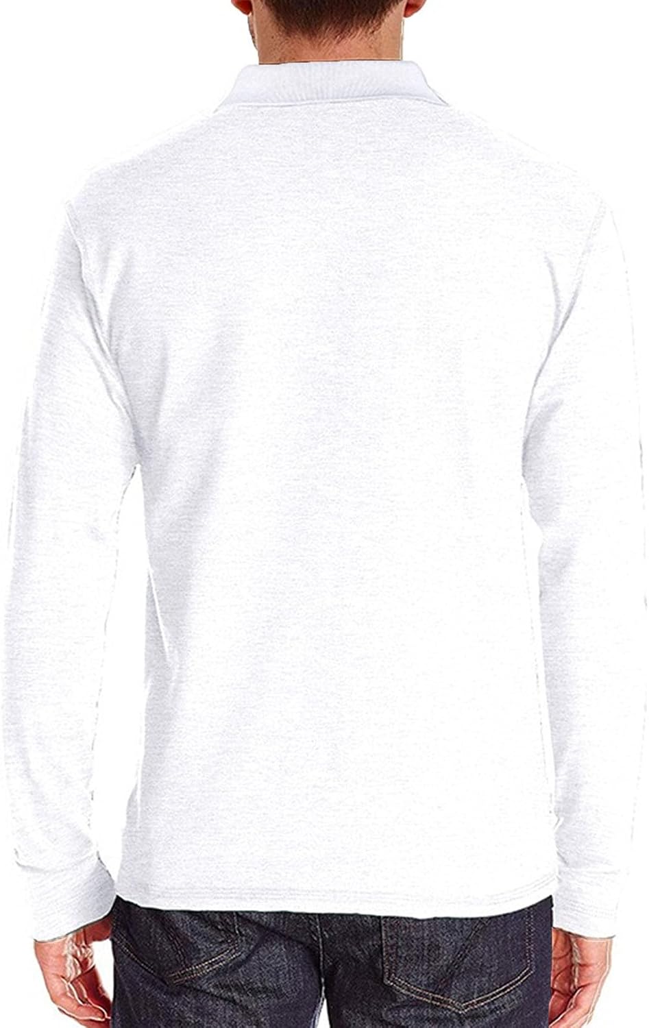 Mens Casual Long Sleeve Polo Shirts Cotton Button T Shirts Classic Work Slim Polo T Shirts with Pocket