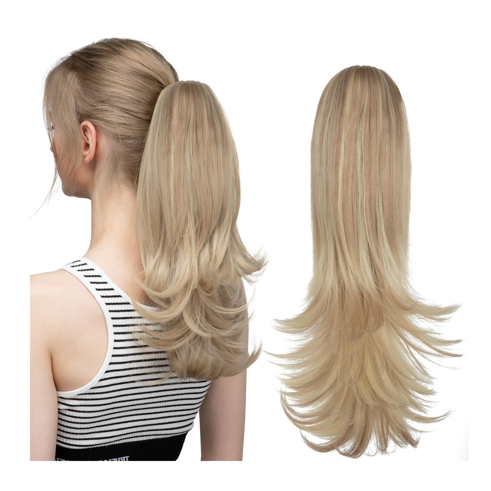 Kucyka Syntetyczne spinki do włosów w kucyk, przedłużanie, blond, falowane, sztuczne warkoczyki Fryzura(Dirty Blonde)