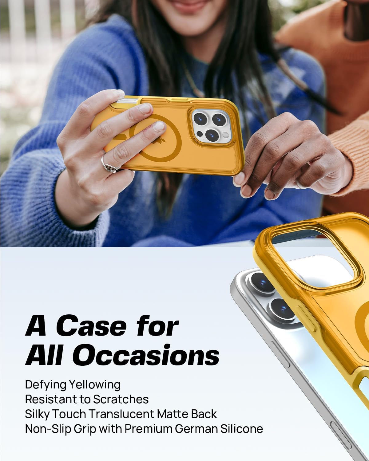 ArtsEvo Strong Magnetic for iPhone 16 Pro Max Case, Compatible with MagSafe, 360° Military-Grade Protection, Slim Translucent Matte Phone Case, Yellow - Image 7