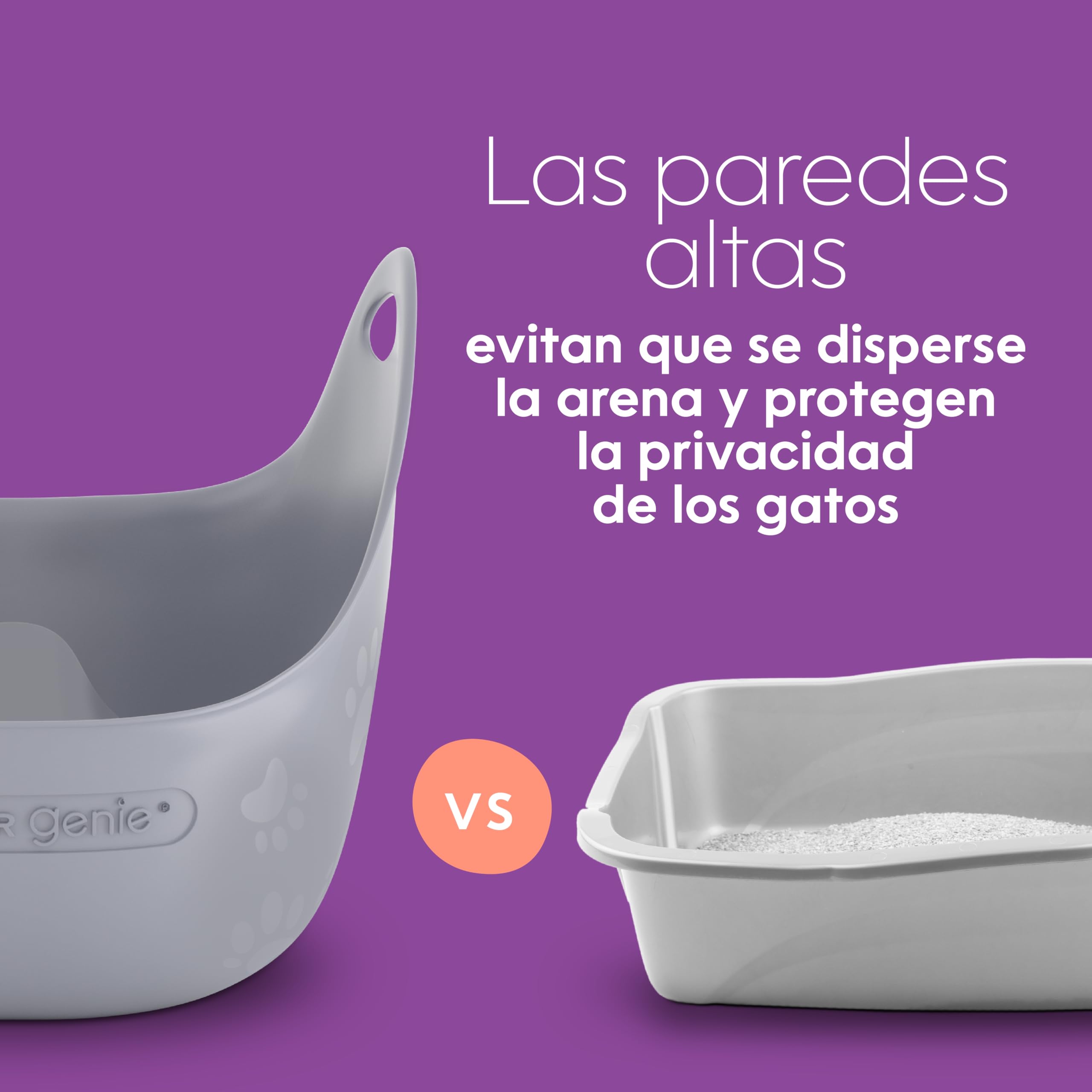 Litter Genie LitterBox Grey - Bandeja de Arena para Gatos, diseño Elegante y práctico, fácil Vaciado, Incluye Pala