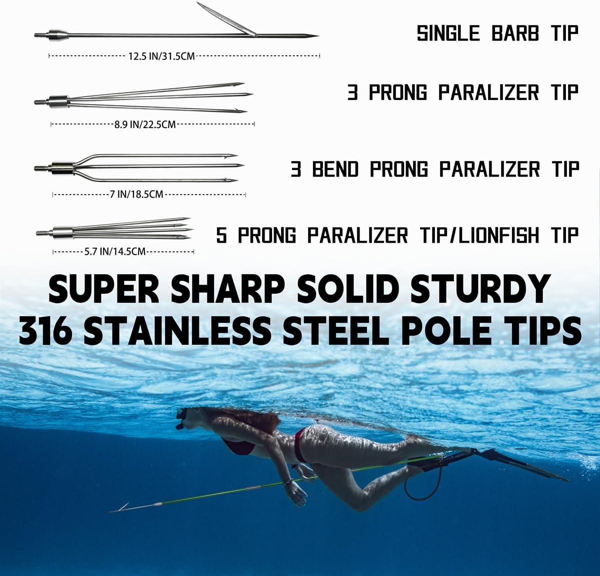Spearfishing Pole Hawaiian Sling Fishing Spear Set Fiberglass Pole Spear Harpoon Spearfishing Gear