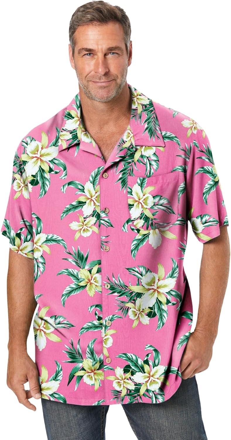 KingSize Men's Big & Tall Tropical Rayon Short-Sleeve Shirt