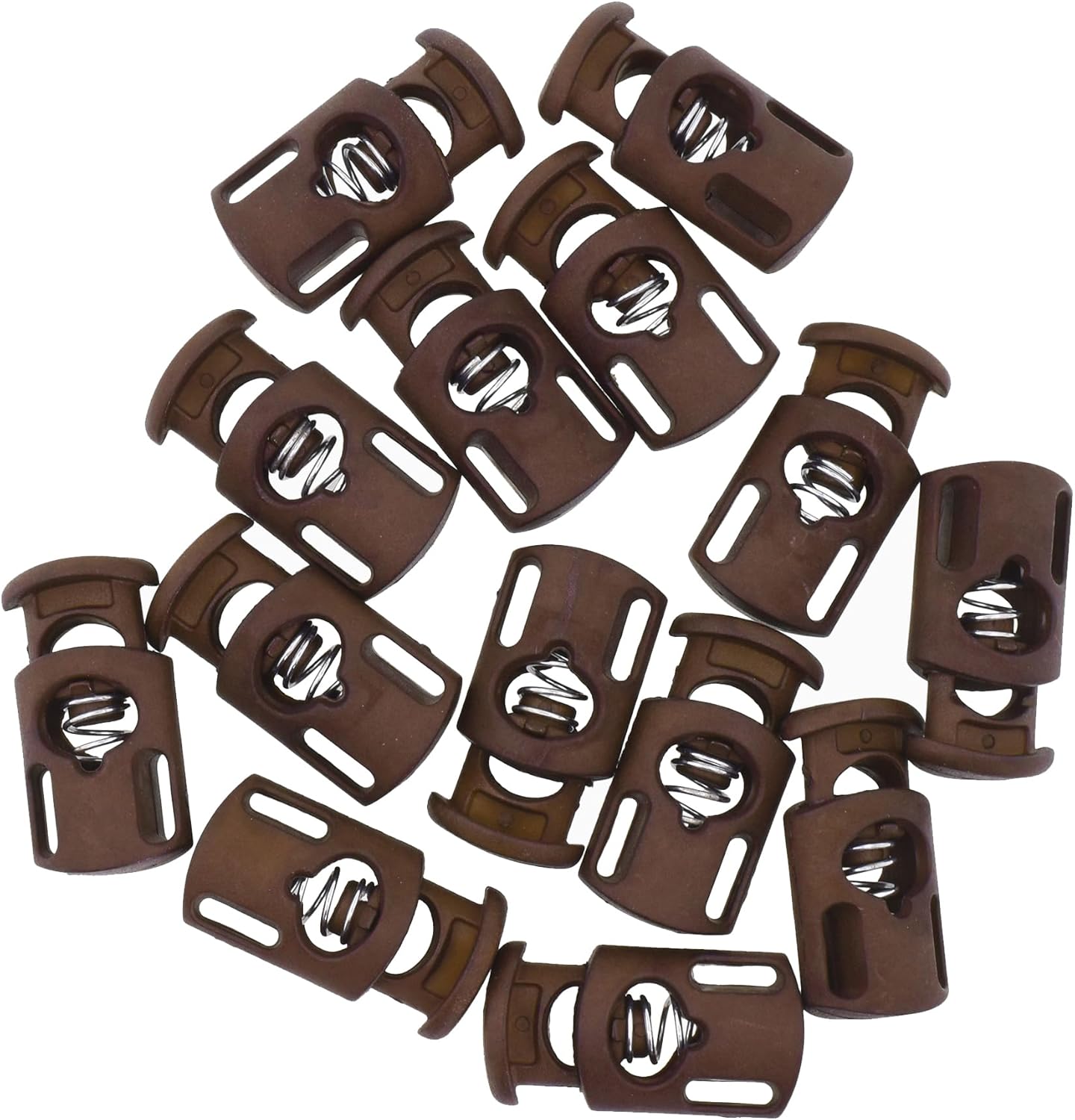 Mandala Crafts Brown Shock Cord & Plastic Cord Locks for Elastic Drawstring Clips - Bungee String & Spring Toggle Cord Ends Stopper Clamps for Shoelace Paracord - Image 2