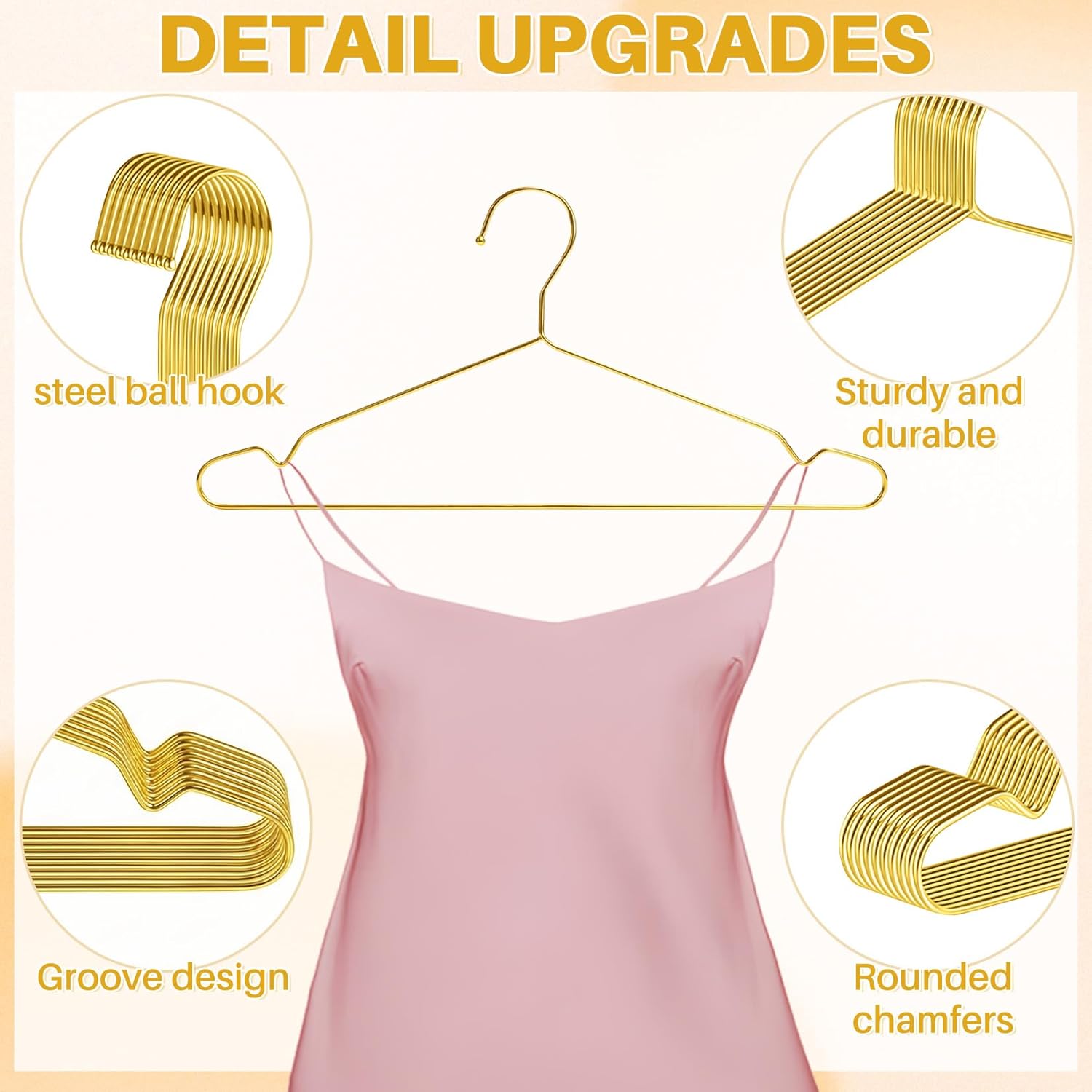 Metal Hangers 100 Pack, 17.7 Inch Heavy Duty Wire Hangers for Clothes - Non Slip Notch Ultra Thin Stainless Steel Space Saving Clothes for Coats, Shirts, Suits, Pants