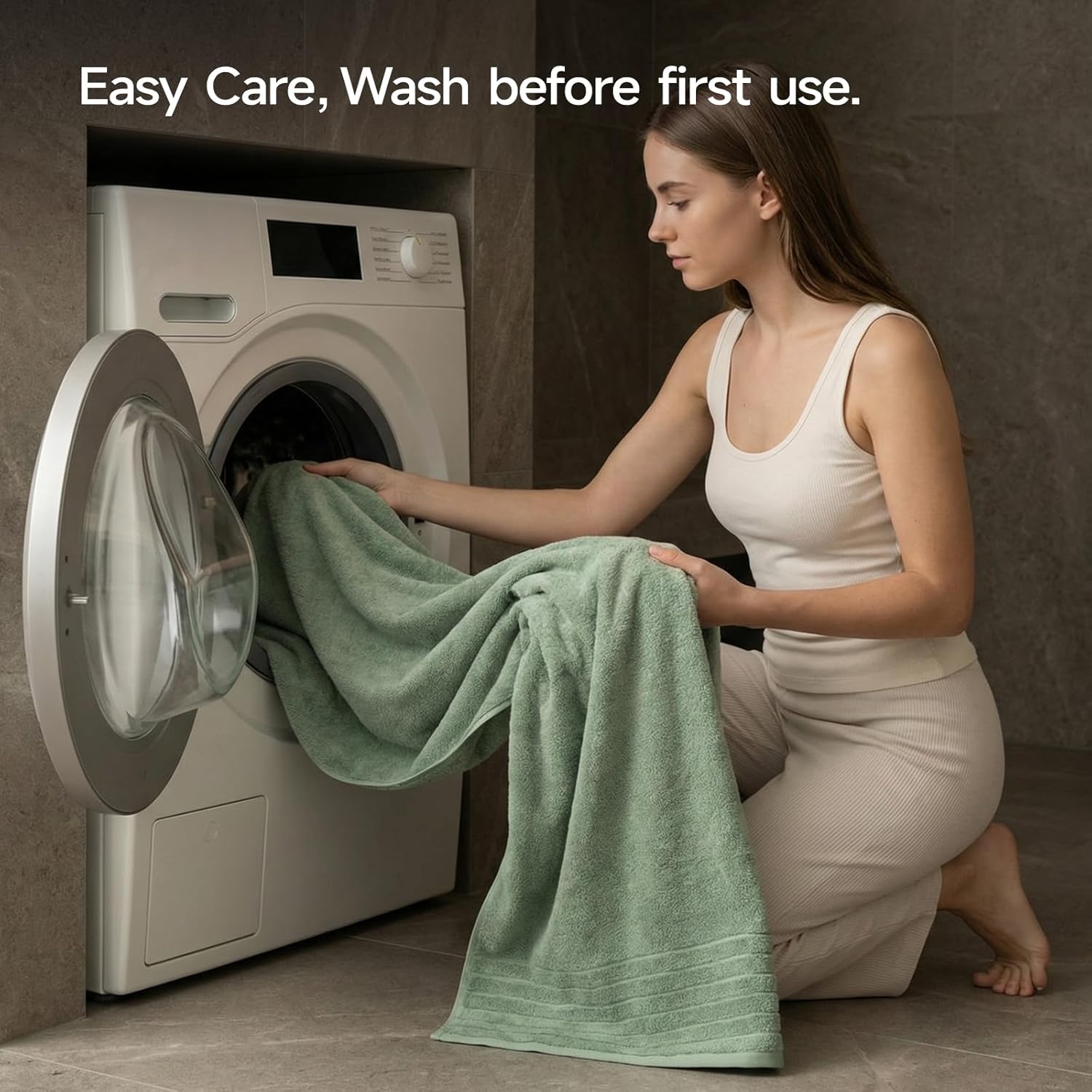 REDKISS 2 Pack 100% Cotton Thick Extra Large Bath Towels 35 X 70 Inches, Quick Dry, Ultra Soft & Highly Absorbent Green Bathroom Towel Sets for Bathroom, Gym, Spa, Pool & Hotel