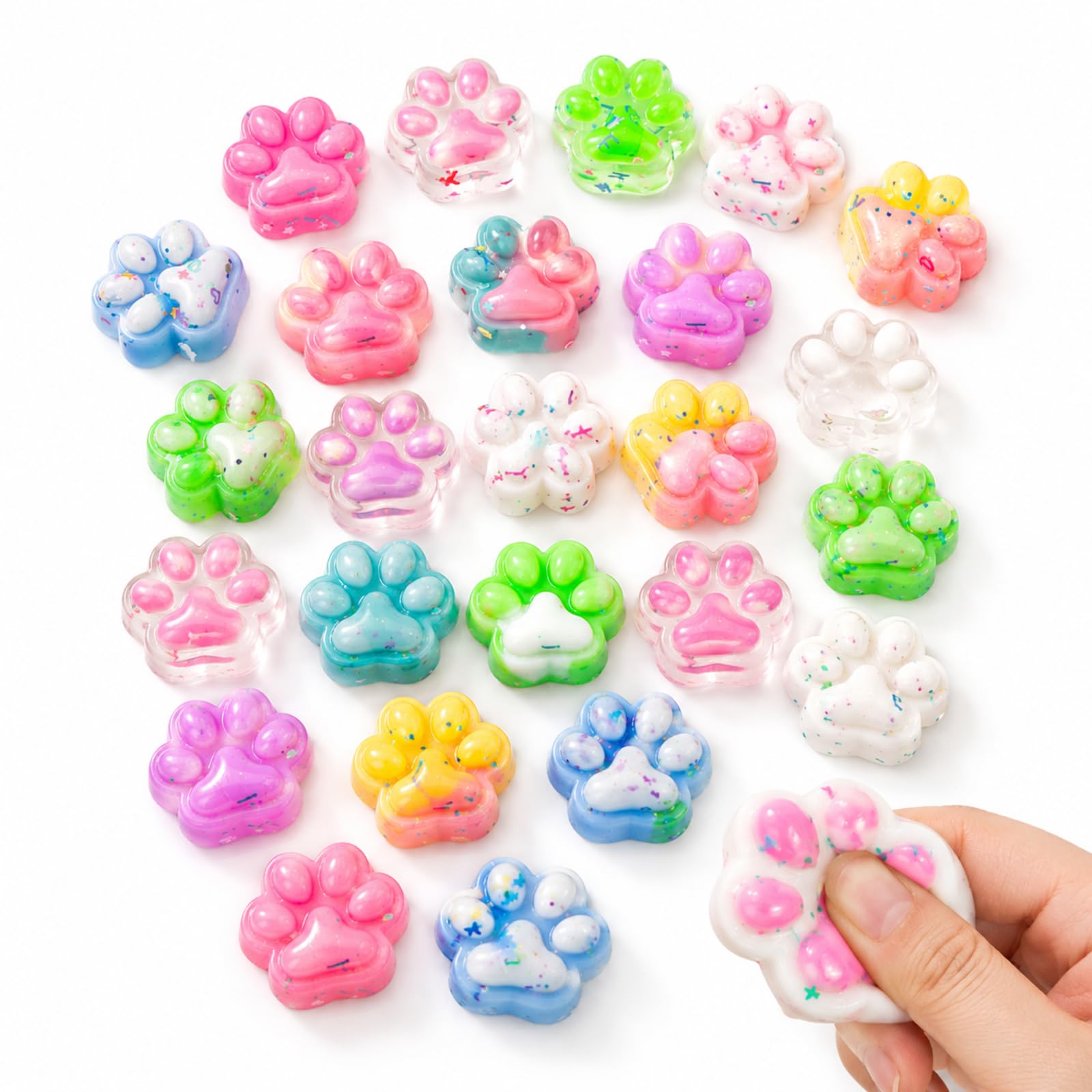 30 Pcs Cat Squishy, Squishy Paw for Sensory Needs, Cat Paw Squishy Set for Classroom Focus and Office Stress Relief, Soft Paw Squishy for Travel and Relaxation Activities