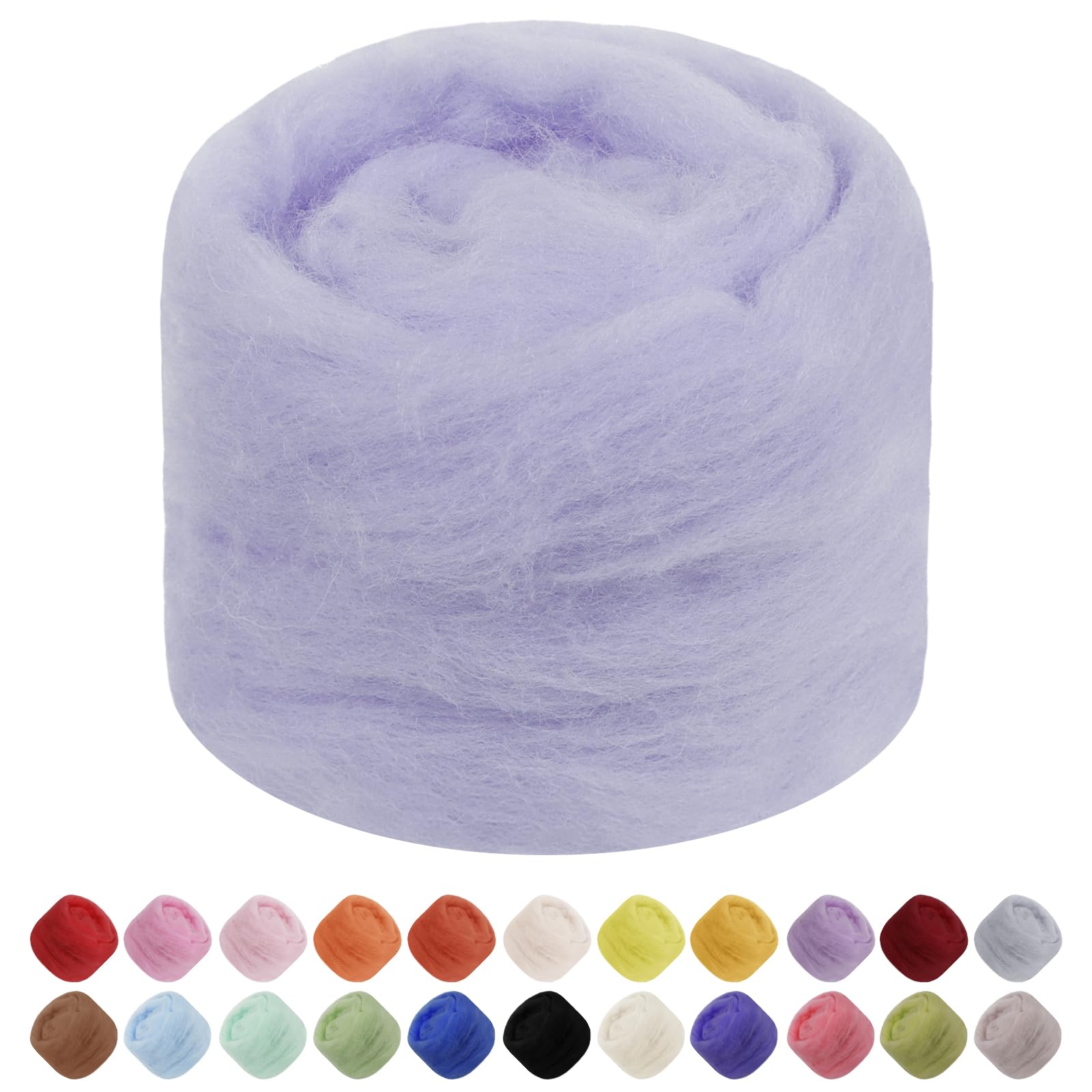 Uiopa Needle Felting Wool, 50g Felting Wool Soft Wool Roving Yarn, Lavender-Purple Wool Roving for Needle Felting, Wet Felting, Felting Projects, DIY Crafts