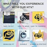 Vista 3 de HTVRONT - Rollo de vinilo termotransferible, 12 in x 8 ft para diseños en camisetas, fácil de cortar y despegar, para planchar y todas las máquinas