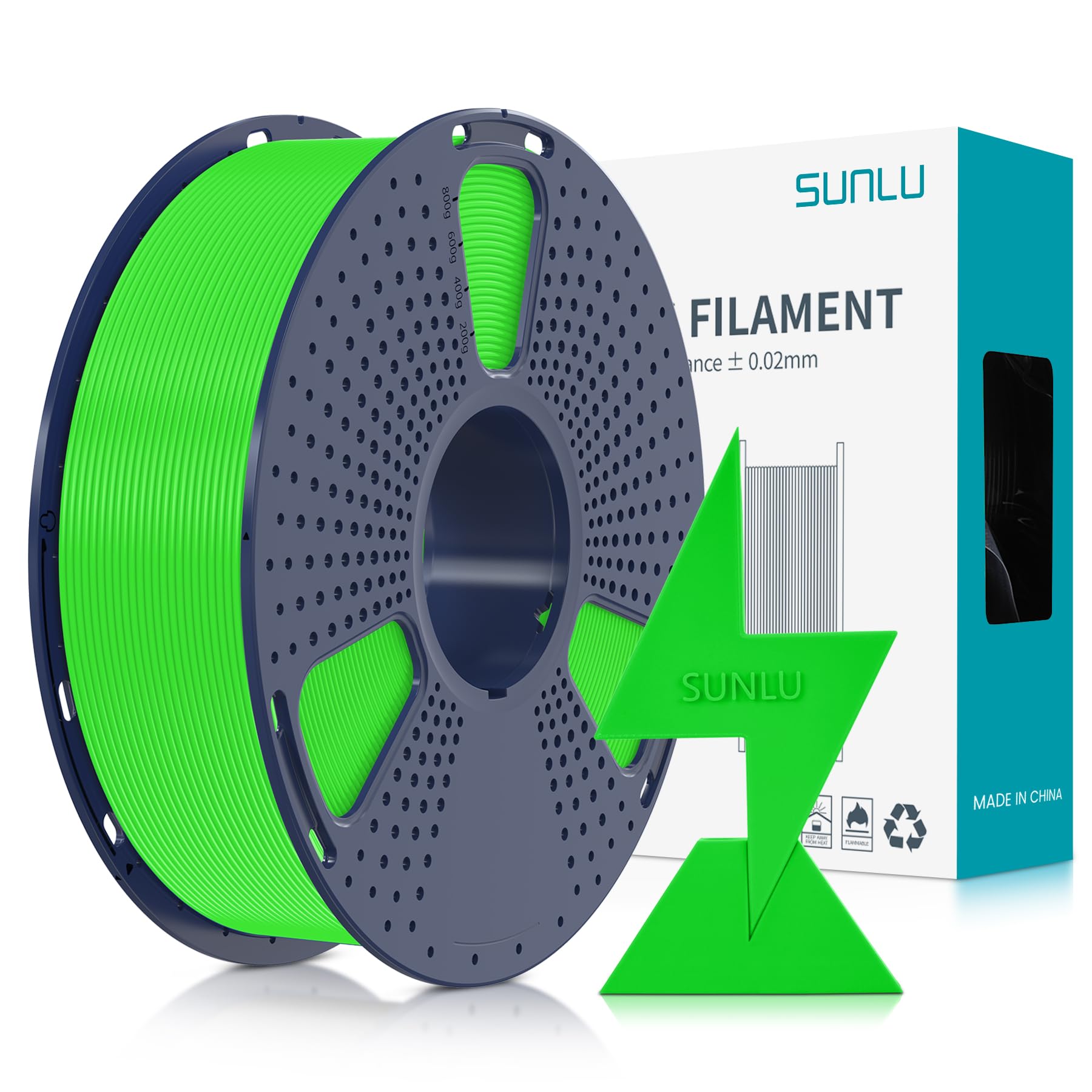 SUNLU Alta Velocità Filamento PLA 1.75mm, Filamento per Stampante 3D Veloce ad Alto Flusso, Progettato per una Stampa 3D Veloce, Precisione Dimensionale +/- 0.02 mm, Filamento HS-PLA, 1KG Verde