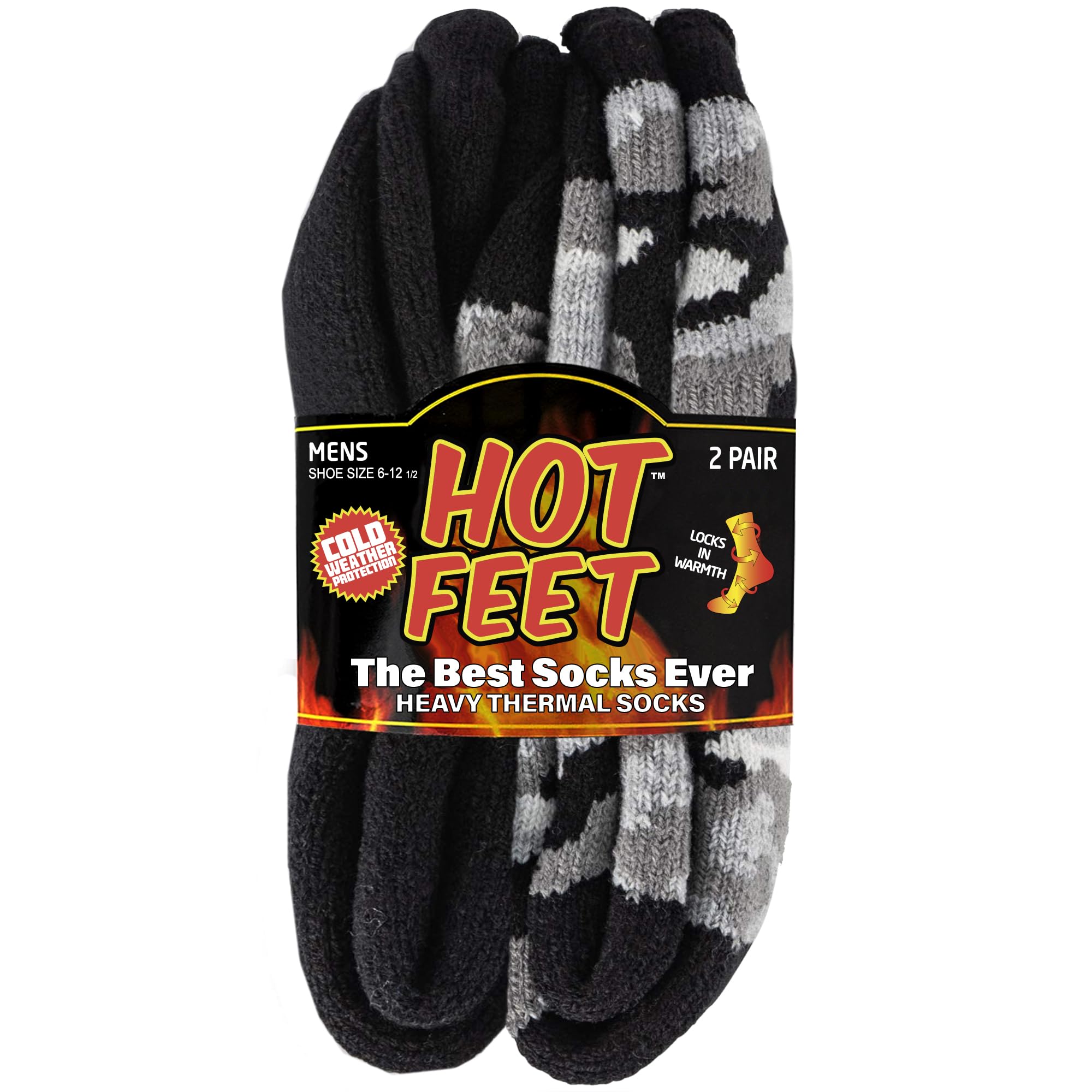 HOT FEETThermal Socks for Men, Extreme Cold Weather, 2/4 Pack Thick Warm  Socks for Men, Winter Insulated Socks, Size