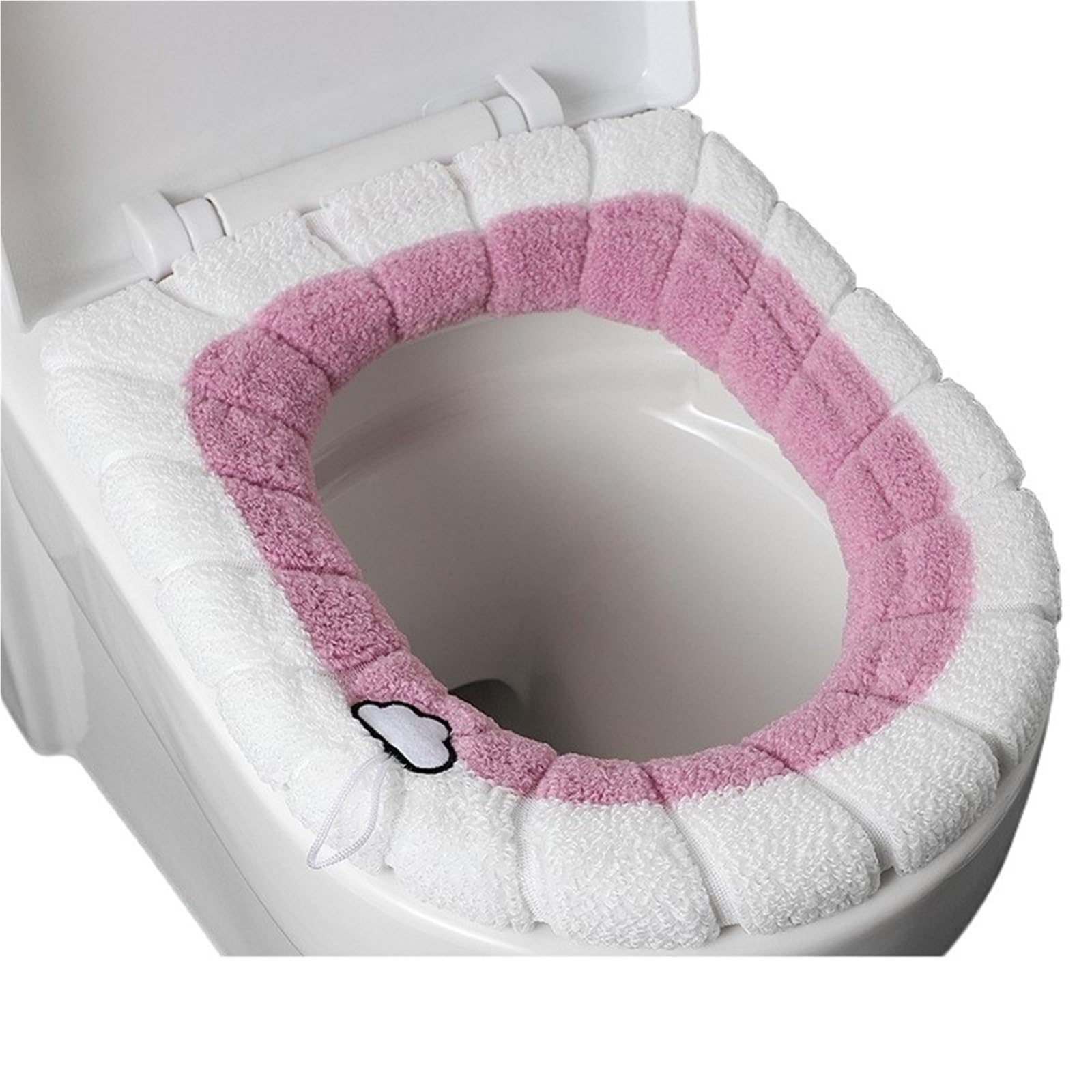 PADGCNOR Soft Toilet Seat Cushion Thickened Plush O-Type Warm Toilet Cushion Universal Winter Seat Cover(Pink with handle)