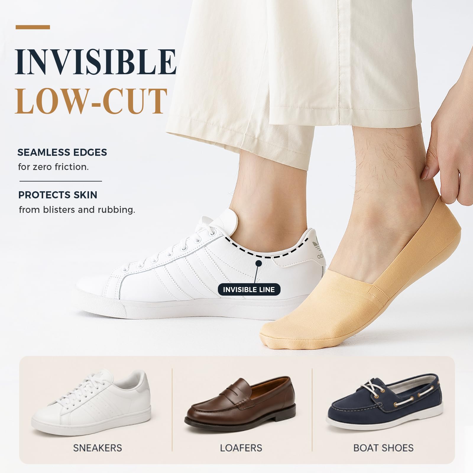 Caudblor 6 Pares Calcetines Invisibles Hombre Mujer Pack de Algodón Peinado con Puntera Reforzada Calcetines Cortos Antideslizantes para Zapatillas Mocasines 37-39 40-42