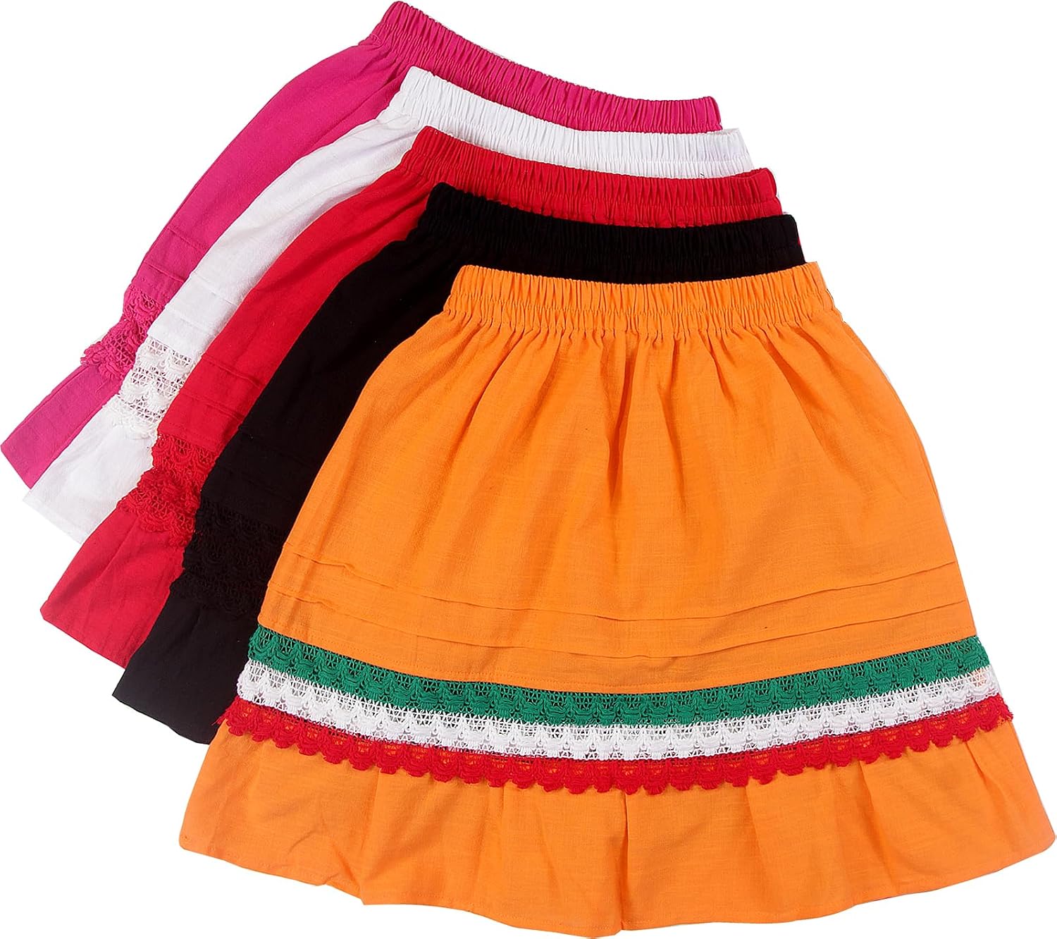 YZXDORWJ Mexican Skirt for Girls Traditional Fiesta Lace Skirt for Kids Cinco de Mayo Dress