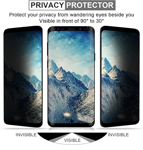 Miniatura 2 de Paquete de 2 protectores de pantalla de privacidad para Galaxy Note 9, vidrio templado antiespía de alta calidad compatible con fundas antiarañazos