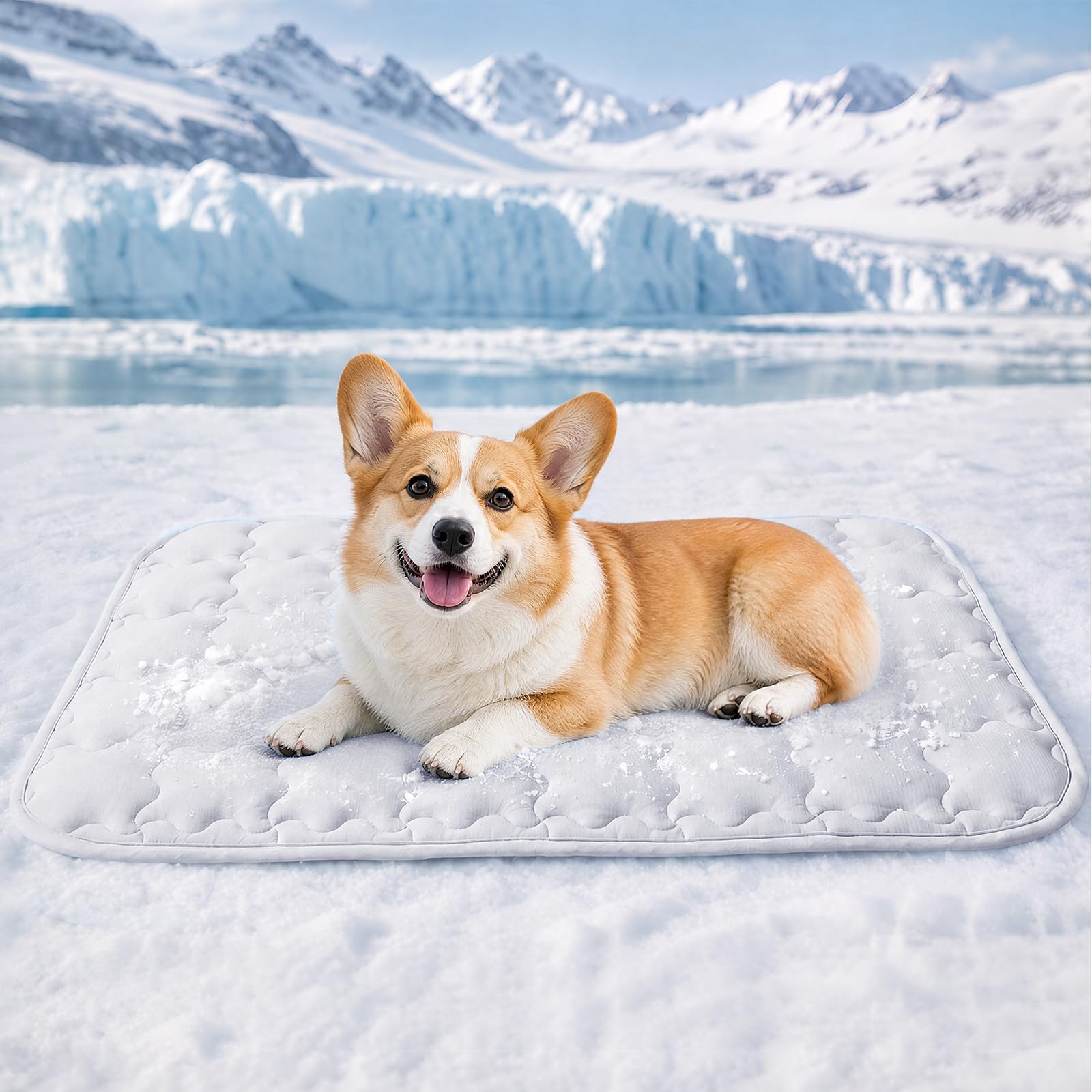 Luciphia Premium Dog Cooling Mat Non-Slip Q-MAX>0.5 Self-Cooling Pad for Medium Pet Indoor Portable Kennel Puppy Bed for Summer Crate Pad for Dog Washable Light Grey 30x40 inches