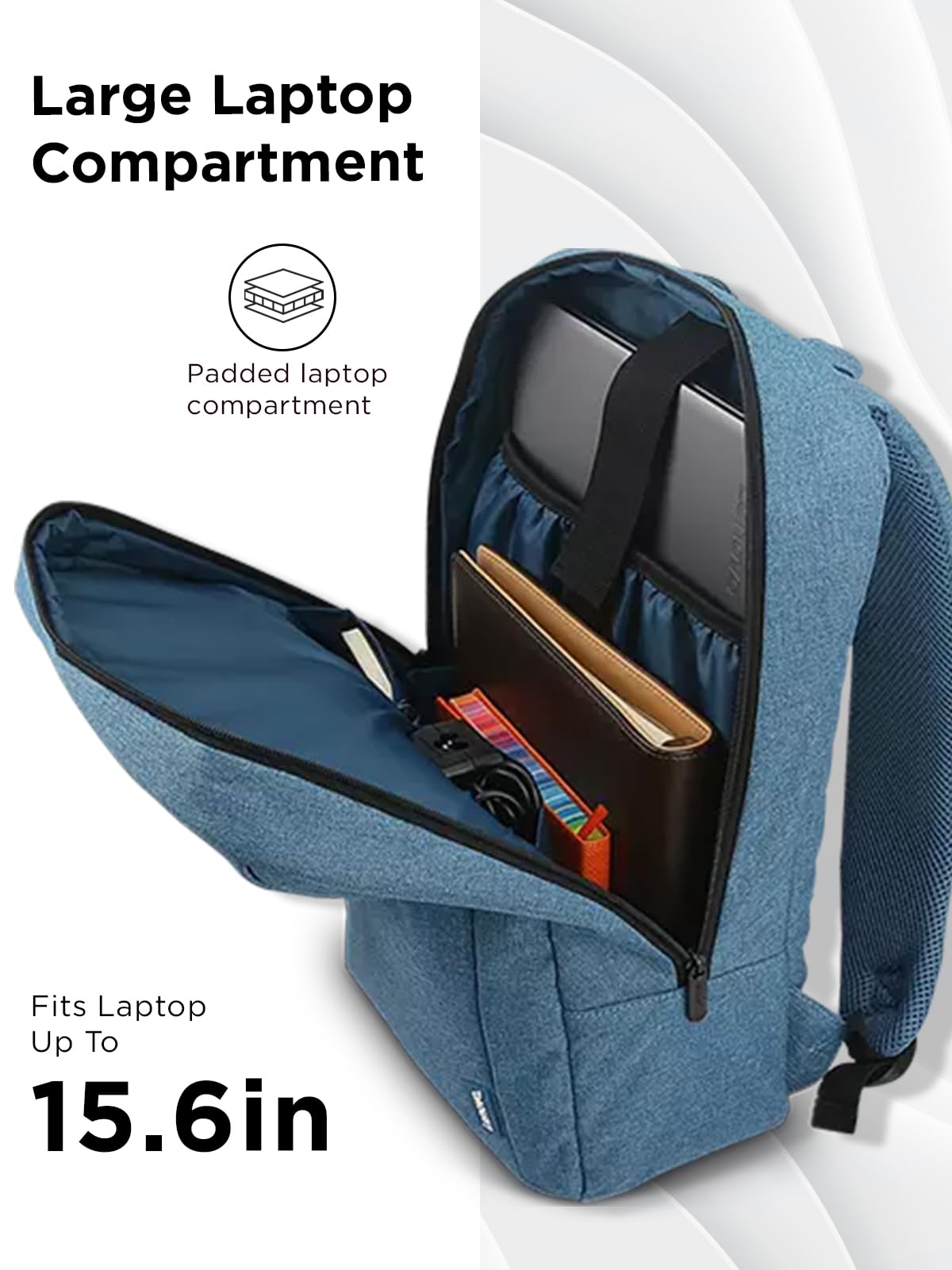 Lenovo Casual Laptop Backpack B210 - 15.6 inch - Padded Laptop/Tablet Compartment - Durable and Water-Repellent Fabric - Lightweight - Blue