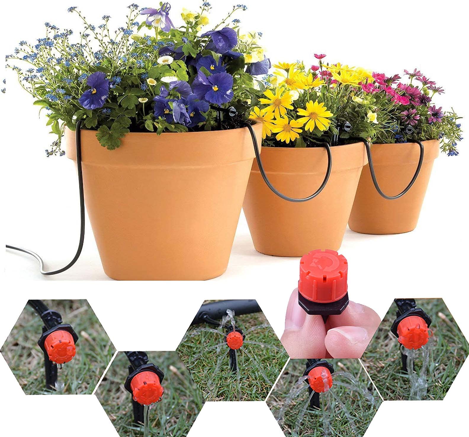 DIY Crafts Drip Irrigation System Automatic Irrigation Drip Kit for Garden Watering Irrigation System Garden Spray Hose Kits for Flower Bed, Patio (Pack Of 24 Plants, Ready to Fit Kit)