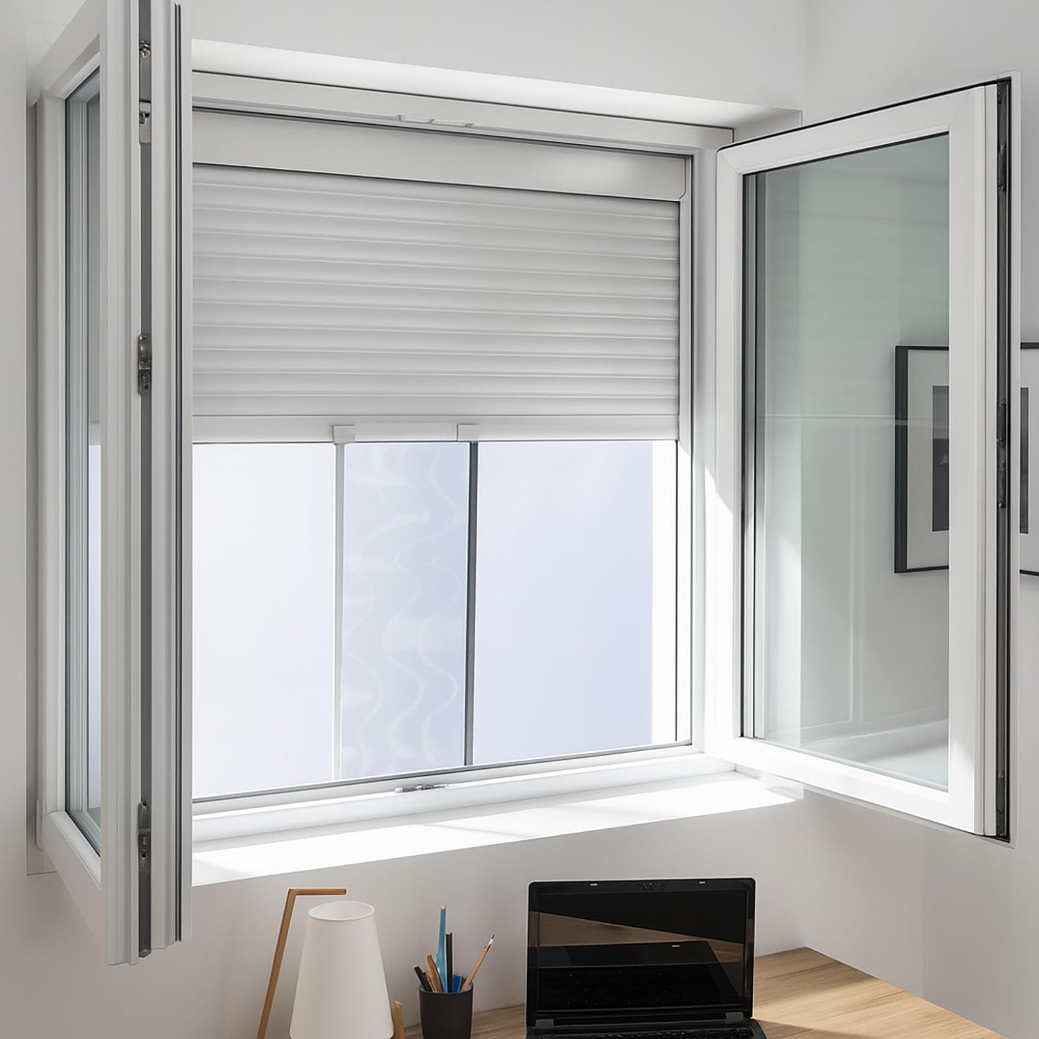 TIENDA EURASIA - Mosquitera Extensible para Ventanas, Marco de Aluminio, Medida de 70-130 cm x 50 cm alto, Mosquiteras para Ventanas, Adaptable a Todos los Marcos