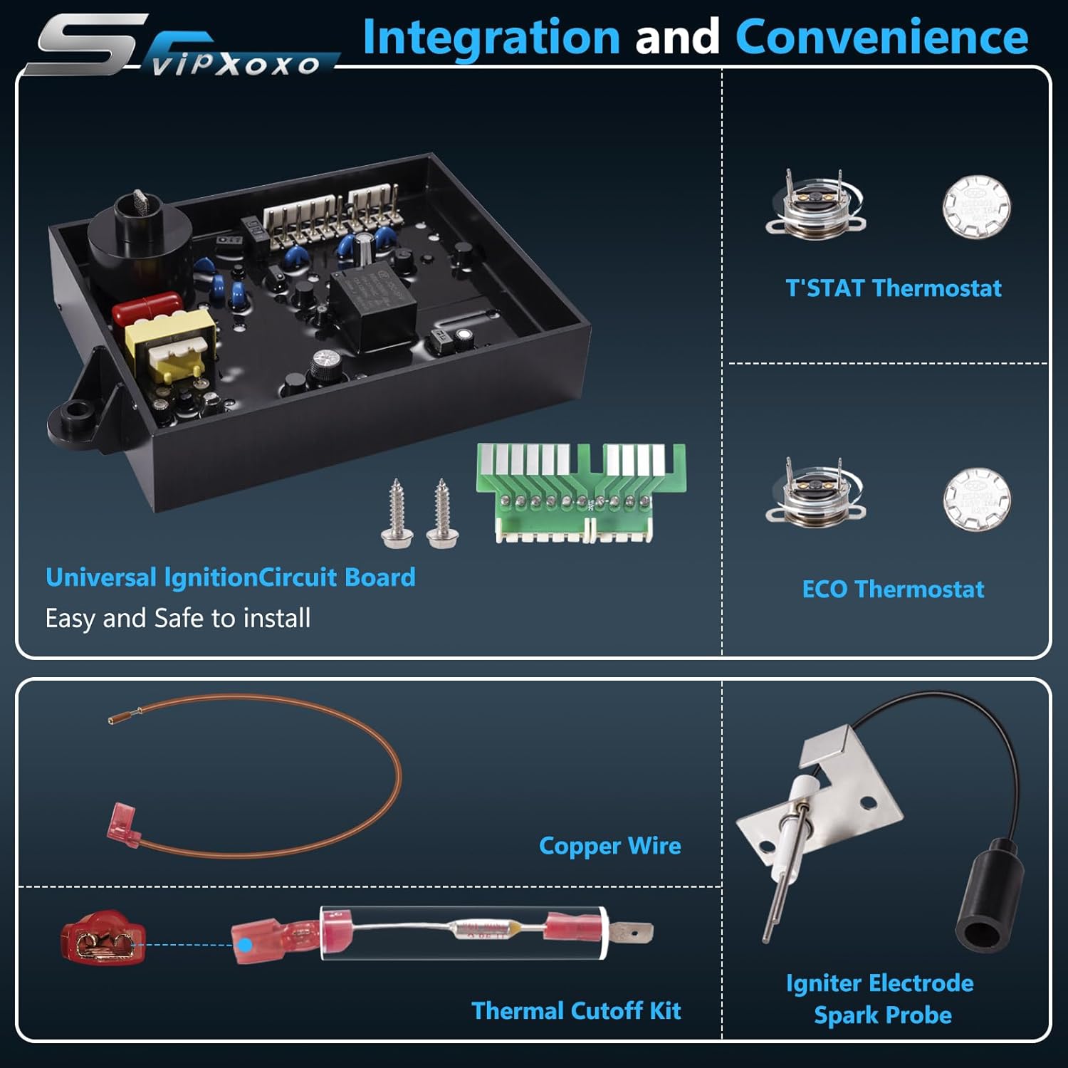 RV Water Heater Parts Fit for Atwood&dometic Includes 91365 Circuit Board, 91447 Thermostat & Thermal Cutoff, 93868 Spark Igniter Electrode - Replacement Parts for Gas Water Heaters