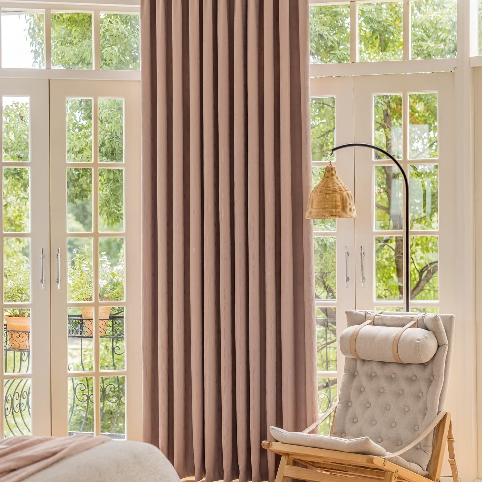 Tenda Occhielli Esterno,2 x 132W x 274H CM,Tende Oscuranti Interno 2 Pezzi Tinta Unita Tende Coprenti Oscuranti Rosa