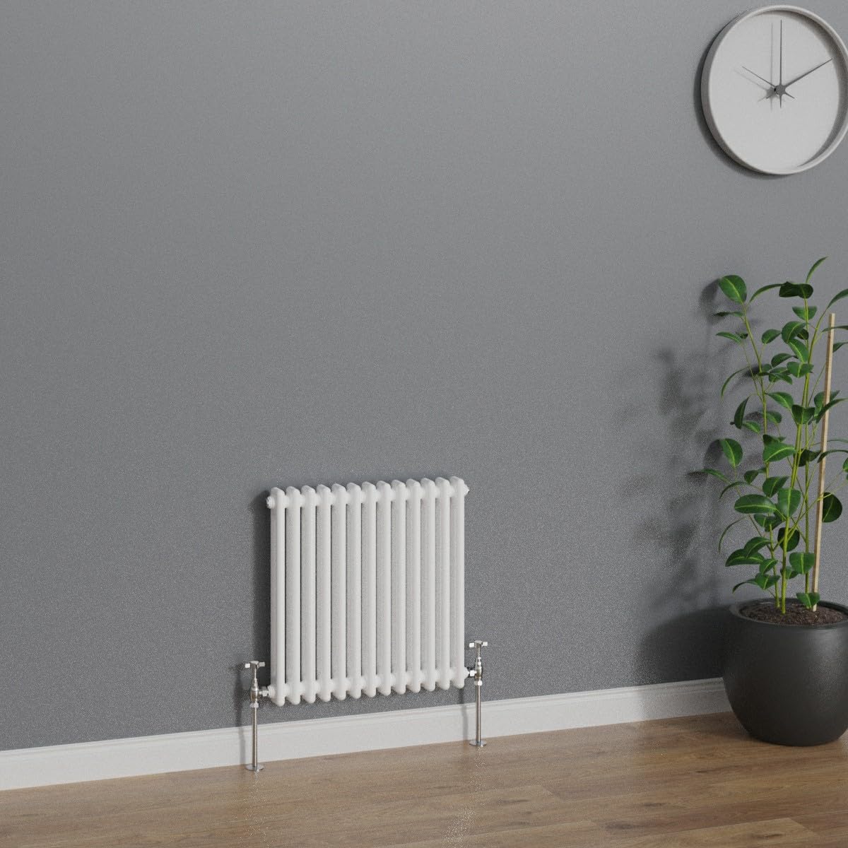 WarmeHaus Traditional Radiator White Horizontal Double Column Cast Iron Radiators 600x605mm