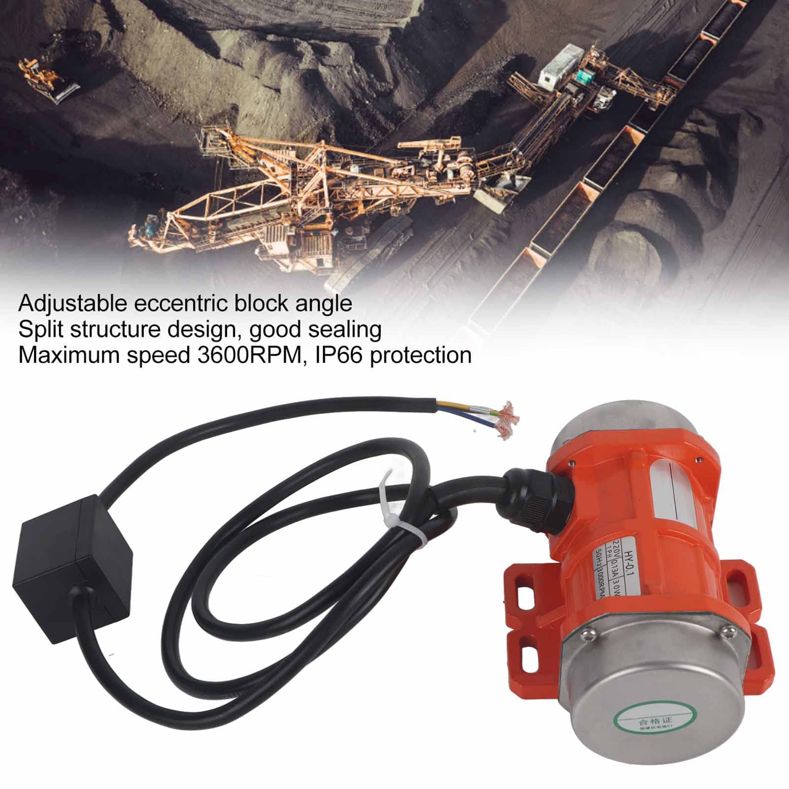 Cocoarm Motor de Vibración Ajustable de 220 V Motor Asíncrono Monofásico 3000 RPM Aleación de Aluminio IP66 a Prueba de Agua para Equipos de Construcción de Minería de Vibración de Concreto (30W)