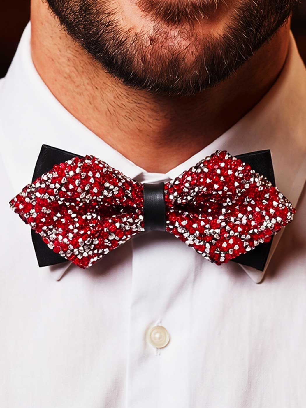 Rhinestone Bow Ties Pre Tied Crystal Bowties Inlaid Party Costume Necktie for Adult