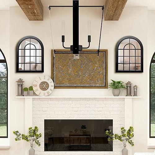 Miniatura 6 de ZEXUIRU 2 espejos cuadrados de pared espejo rústico de granja espejo de entrada enmarcado de madera para sala de estar baño dormitorio cocina 118 x