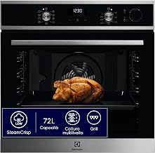 Electrolux Serie 700 Forno da Incasso a Vapore Multifunzione, Capacità 72 L, LOC5H40X2, Classe A, Pulizia AquaClean, SteamCrisp, Display LED, 589x596x569 mm, Acciao Inox
