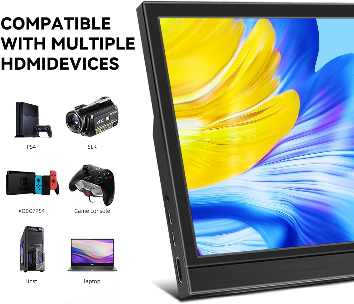Thinlerain 11.6" Portable Monitor - 1366 x 768 TN LED Display, Dual HDMI, Built-in Speakers - Image 3