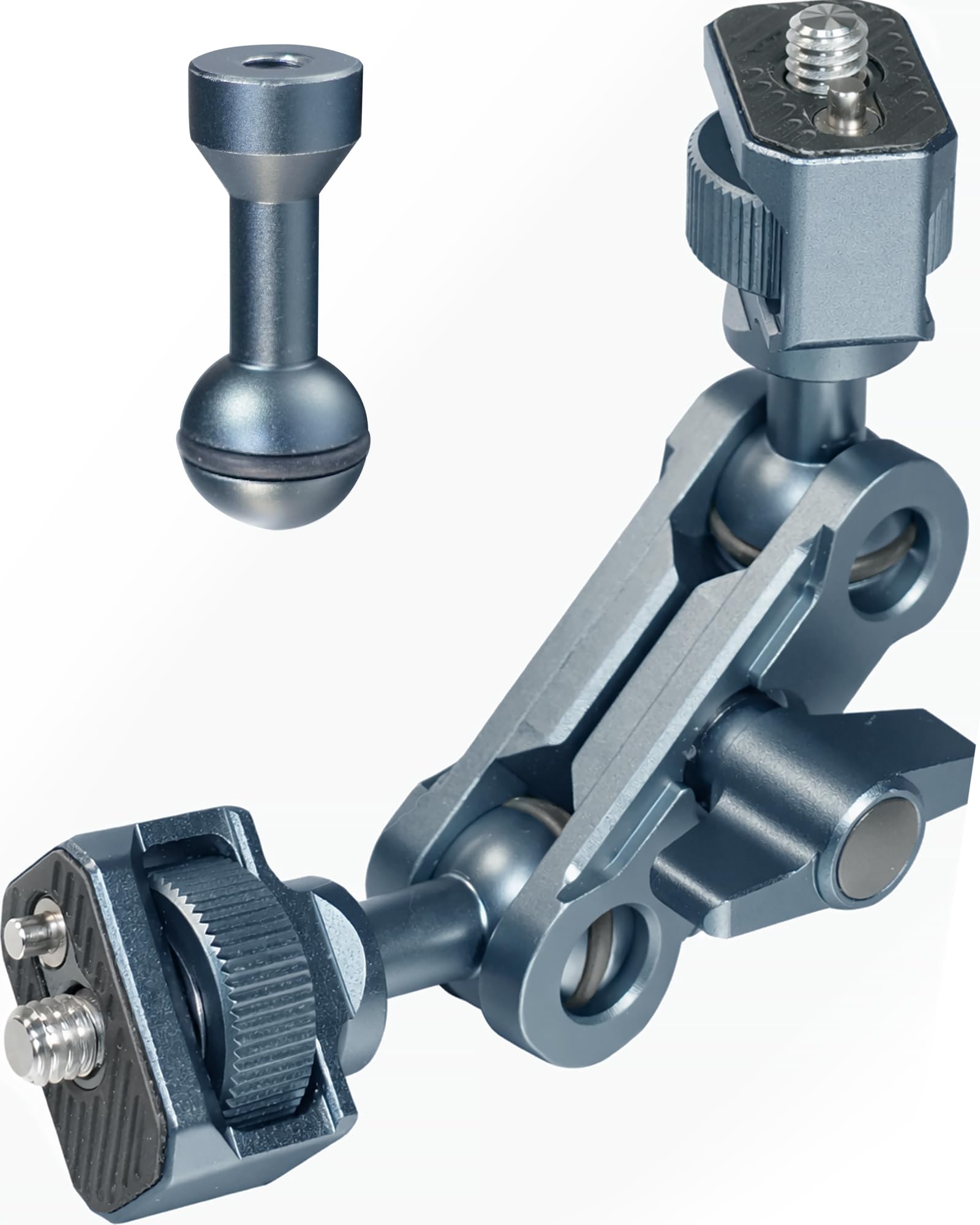 ORLN'K Magic Arm Mini, Flexible Articulating Arm with 1/4"-20 to 1/4"-20 Screws and Hole, Dual Ballhead, Mount for Field Monitor, Phone, Pocket Light,