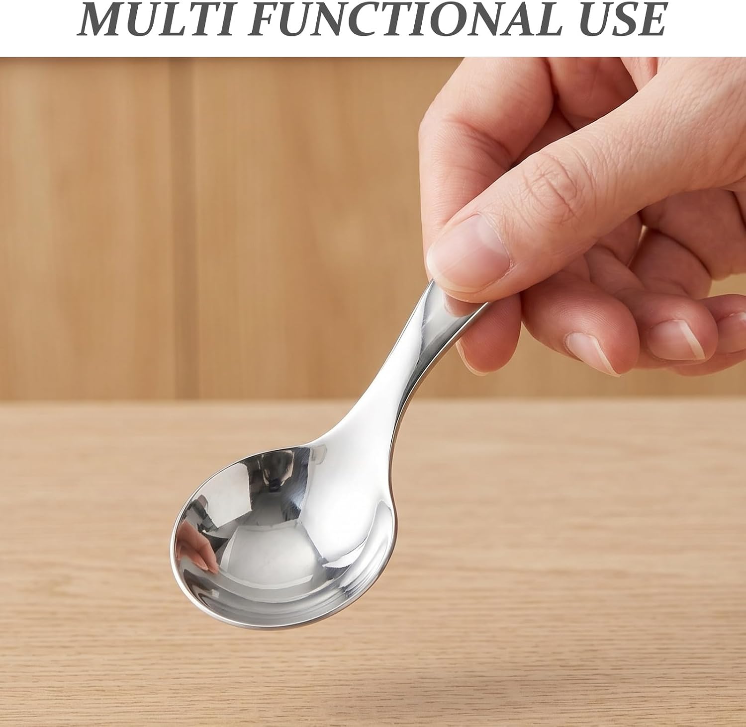 5pcs Stainless Steel Spoons: Round Head Scoops - Kitchen Round Salt Cellar Spoon - Jam Serving Scoops for Condiments Spices Honey Preserves