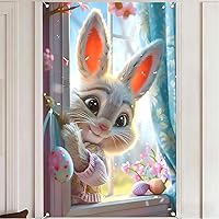 Vista 9 de Cartel navideño de ventana de 31.5 x 47 pulgadas con medias de Navidad, regalos, bastones de caramelo y chimenea, decoración al aire libre